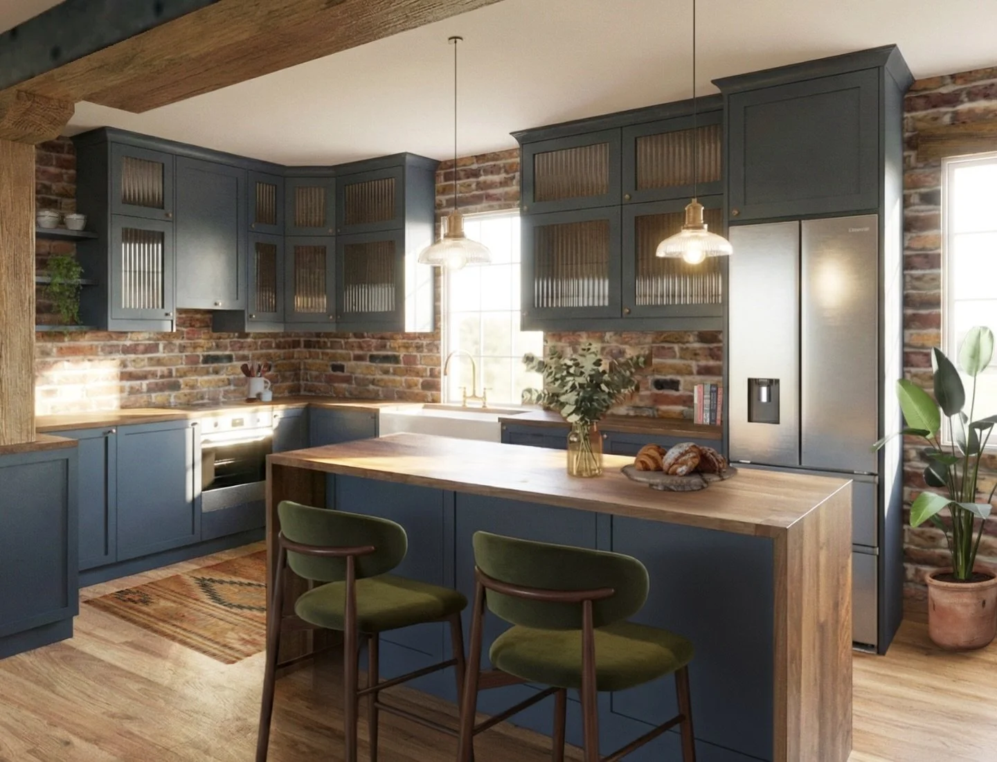 A few snapshots from our Tower Bridge Apartment concept design presentation issued last week
&bull;
The apartment is located in an old Victorian factory building so we are working with a rich industrial backdrop of London brick and aged wooden beams.