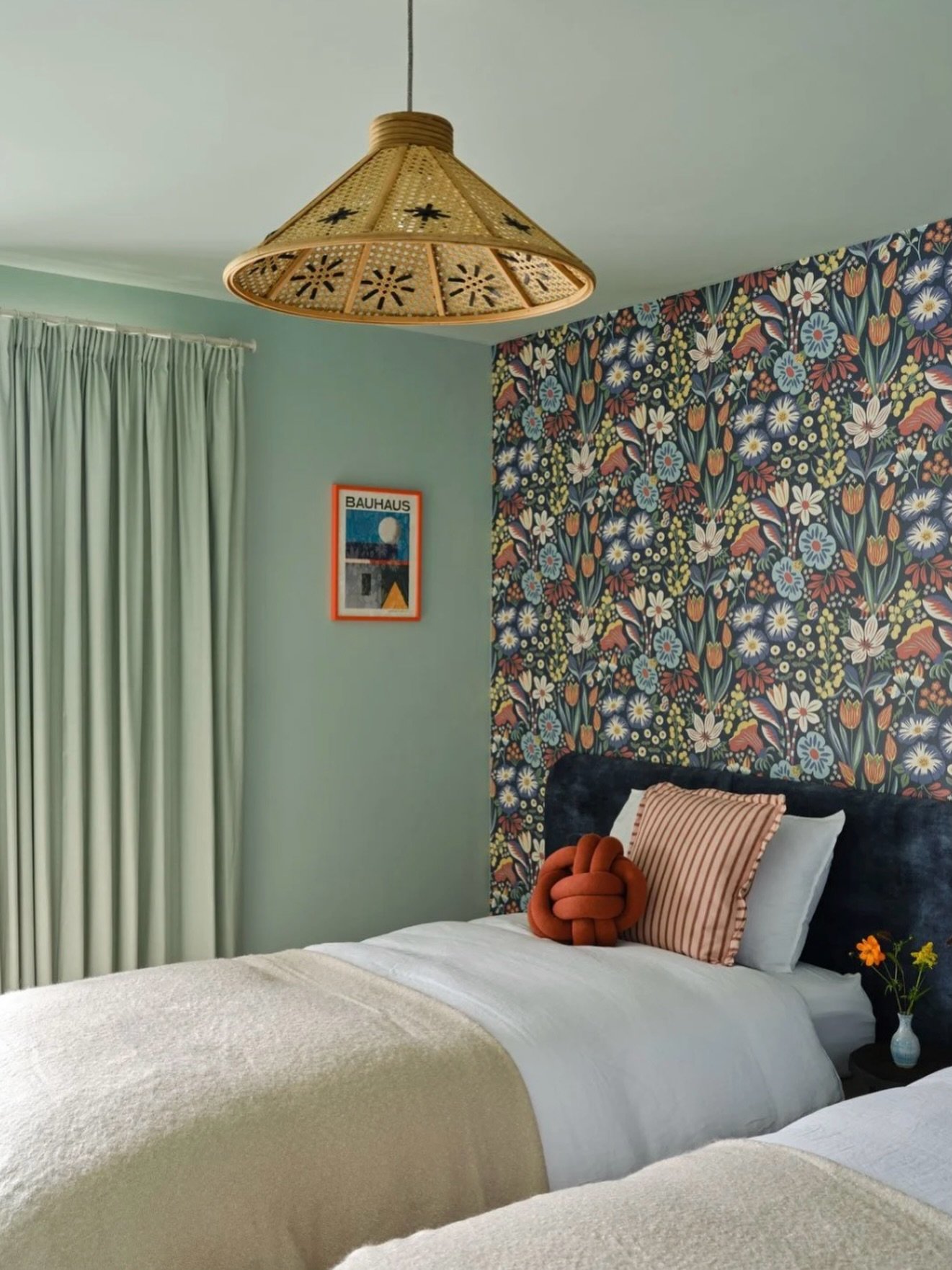 This is the second twin bedroom in our Wellow project- the first being my last post! 🌸 
&bull;
These guest rooms were designed with little people in mind but we wanted them to be suitable for adults too. We had a lot of fun with colour, pattern and 