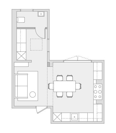 A plan layout drawing for a contemporary kitchen in Knowle Bristol