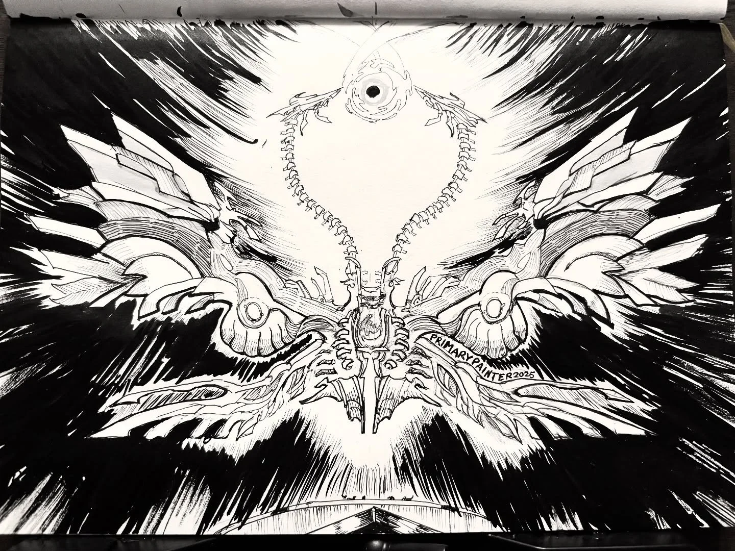 INKTOBER DAY 4: CELESTIAL | AQUILA SKY TITAN

✨ It is done! ✨ Pulled out all my tiniest ink pens and brushes to ink this all by hand. Fighting Aquila in HSR Amphoreus was an insane experience &mdash; the cinematics stuck with me long after the battle