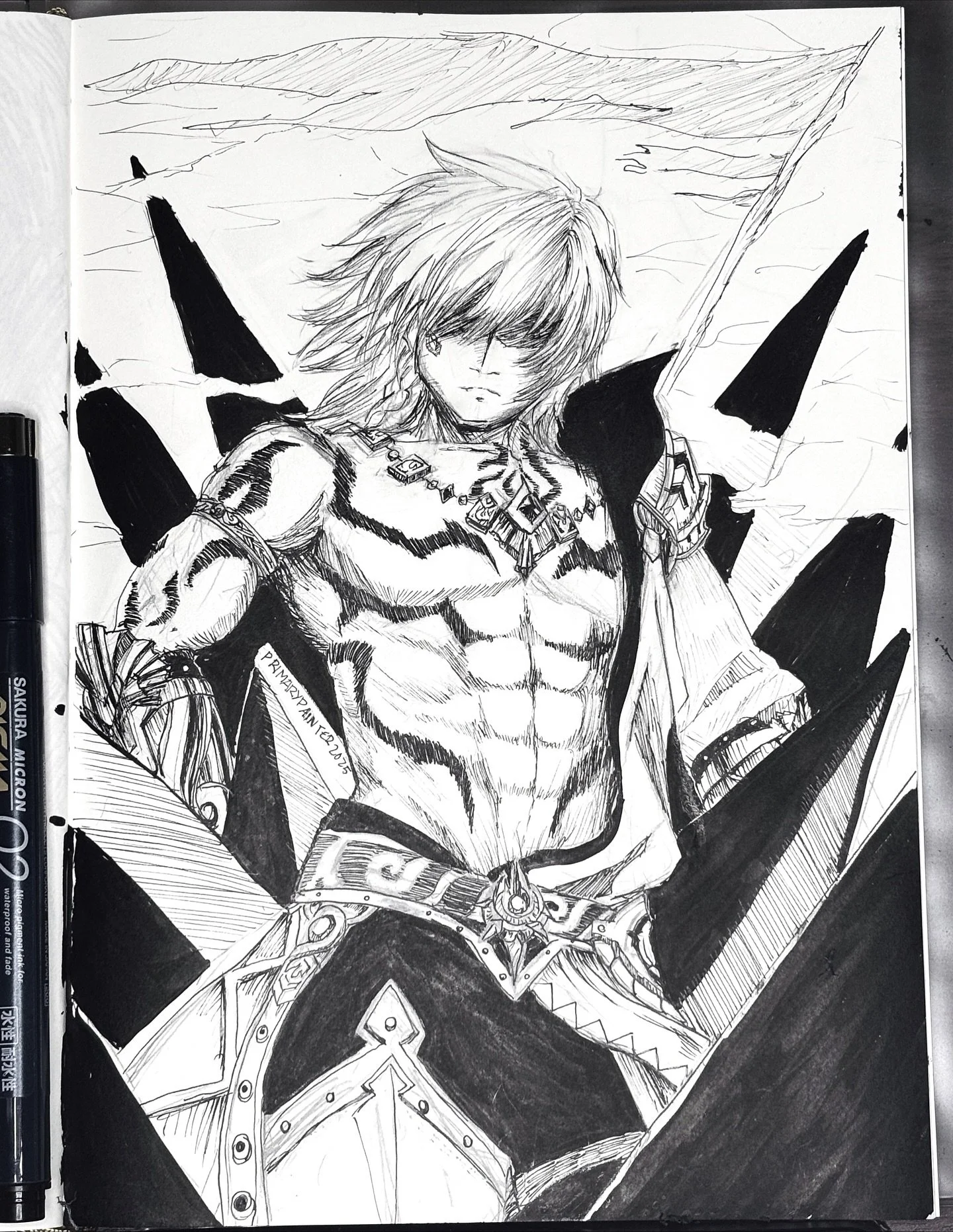 #Inktober Day 12: Shredded

This word immediately forms &ldquo;killer abs and muscles&rdquo; in my mind, and I always have the ikemen of HSR next to that in my mind as well, so who else takes the crown other than literal buff king Mydeimos? Posing hi