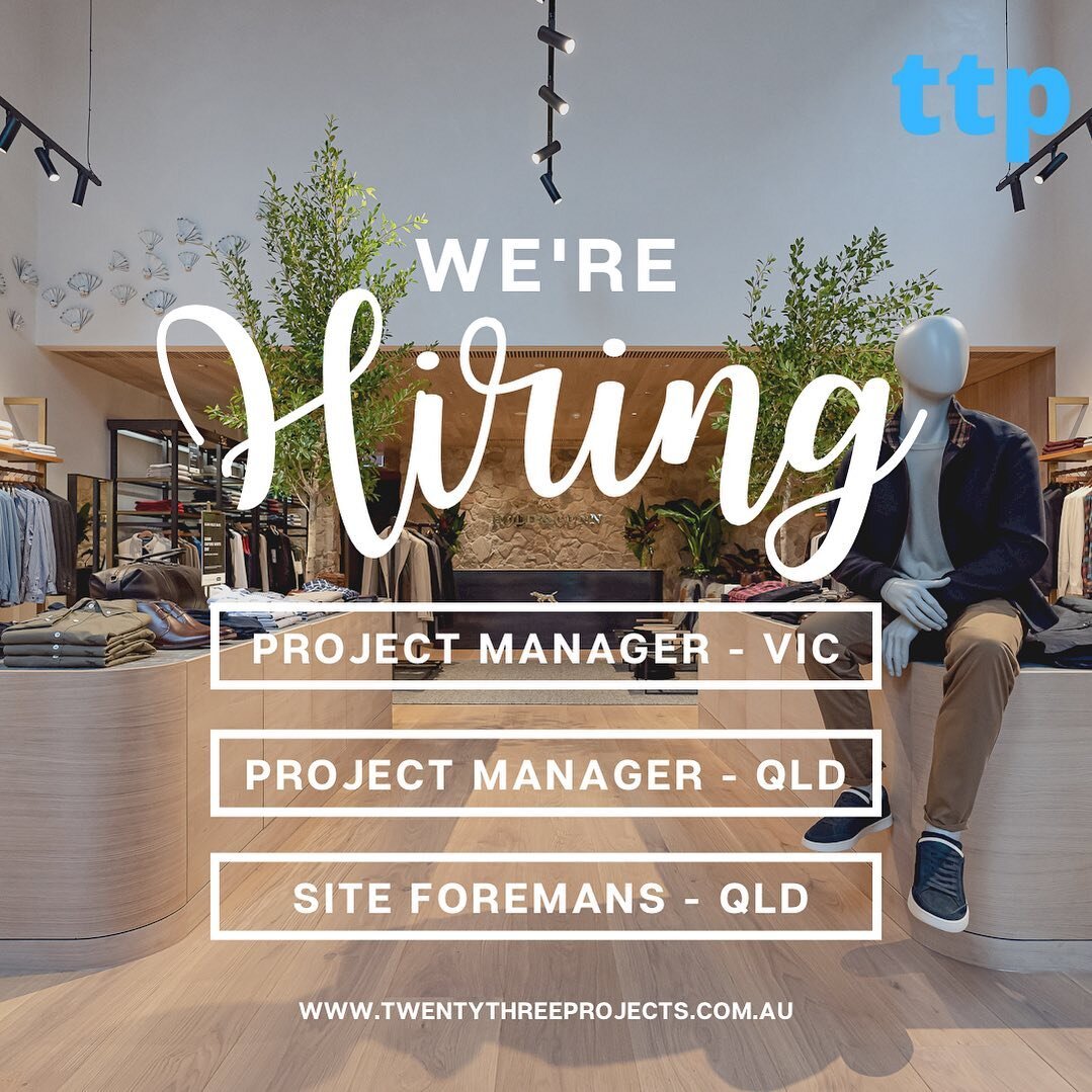 WE ARE HIRING | COME WORK WITH US

We are looking for more people to join our awesome teams in VIC &amp; QLD! 

Find more details via the link in our bio 😊 

#hiring #people #team #fitout #retailfitouts #construction #melbourneconstruction #queensla