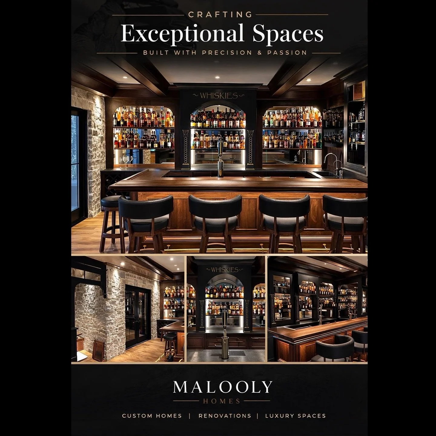 A space designed to feel like your own private lounge 🥃 🍸&mdash; where rich materials, layered lighting, and intentional craftsmanship come together to create something unforgettable. 

From the custom bar and built-ins to the architectural details