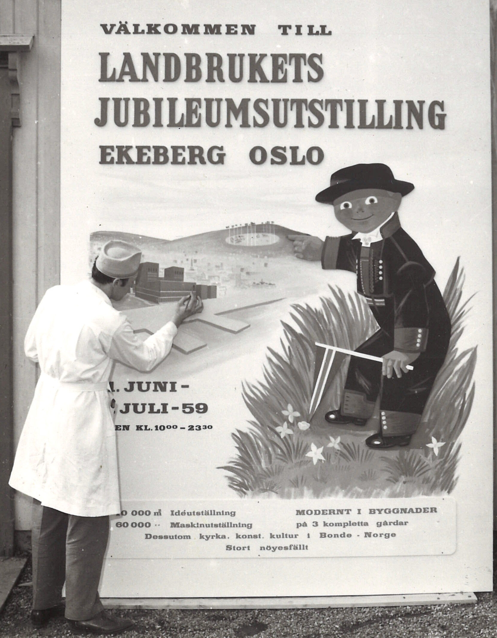  Ola Ekeberg figurerte i en storstilt reklamekampanje med plakater, brosjyrer, annonser og presseomtale. Denne plakaten ble benyttet på en utstilling i Sverige for å lokke svenskene over grensen sommeren 1959. 