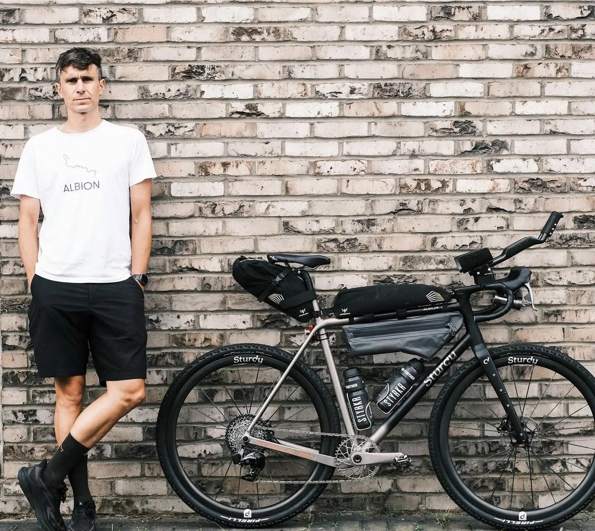 Charlie Stewart Albion Cycling and his Sturdy bike