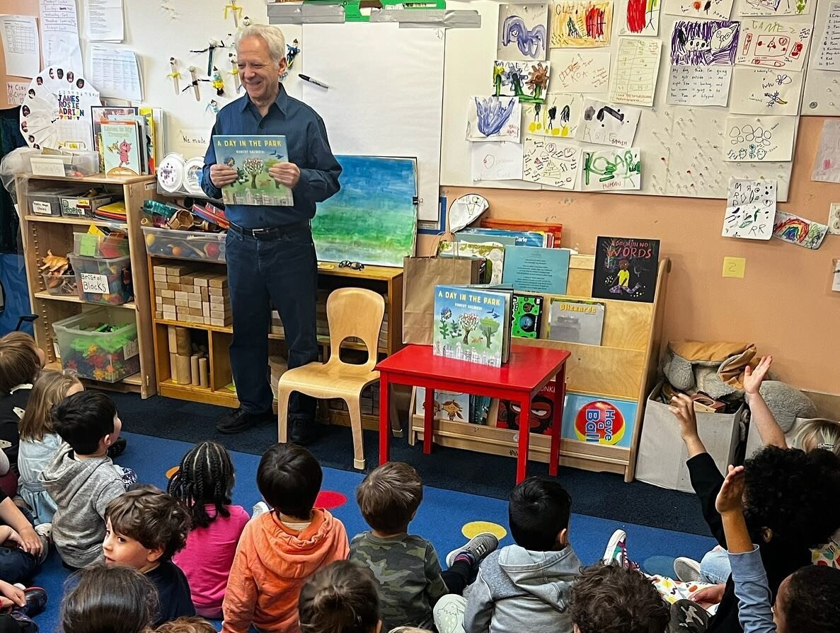 Author and illustrator @robertsalmieri visited us this morning to share his book &ldquo;A Day in the Park&rdquo; and demonstrate his illustration process. At the end we e all worked together to make a beautiful collage. Thank you for such a special m