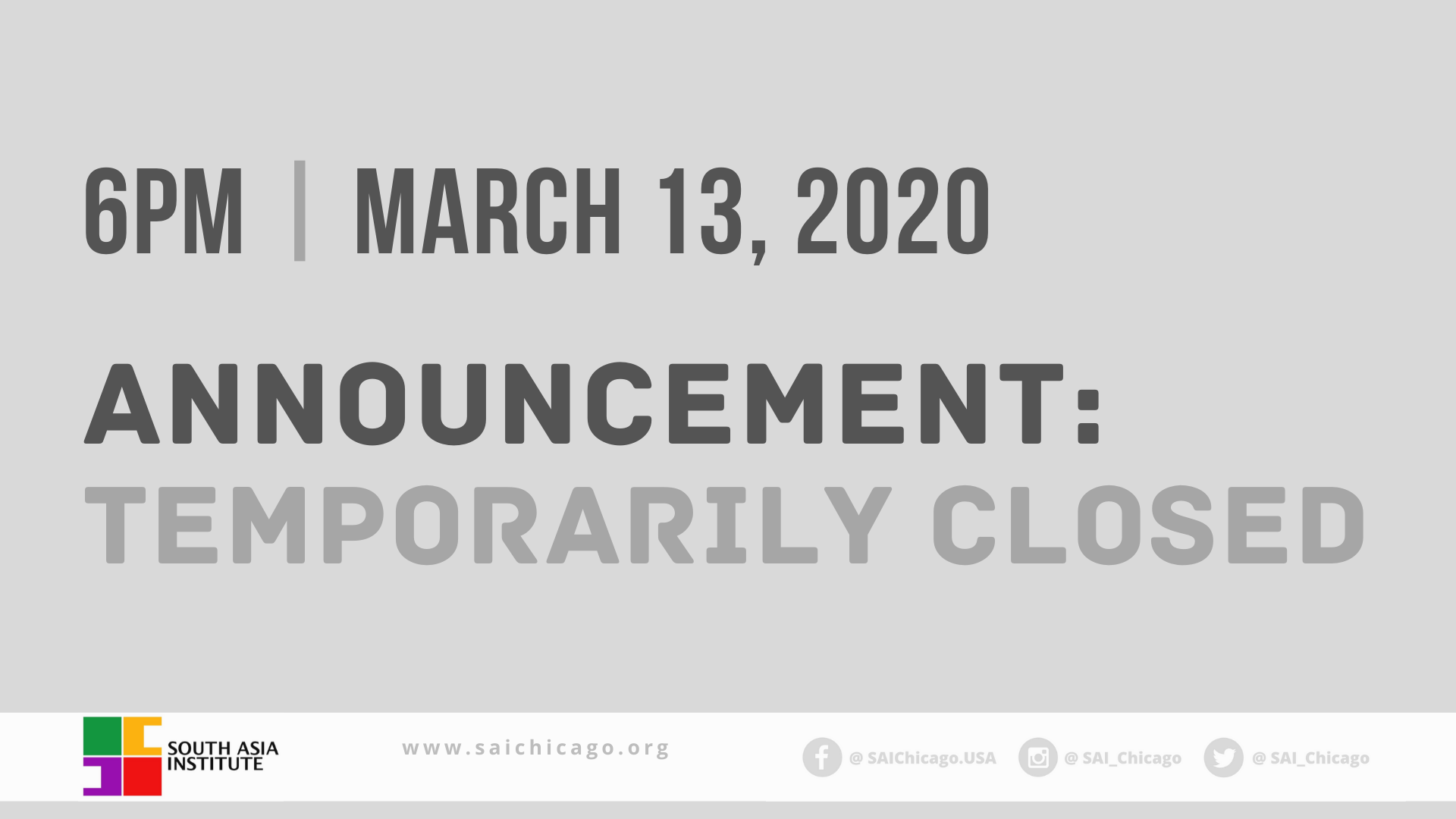 Temporarily Closed Until April 