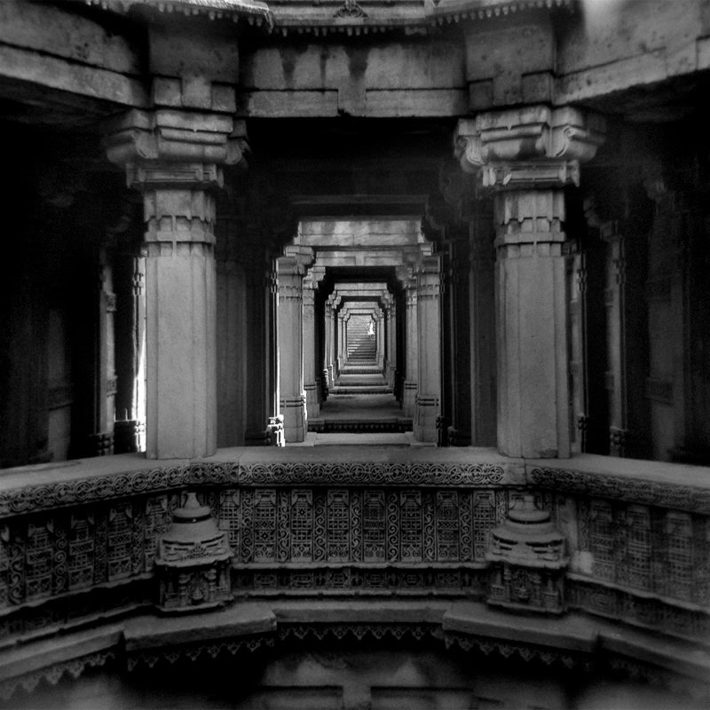 Girl in Stepwell, 1998 - Archival digital print, 5 x 5”