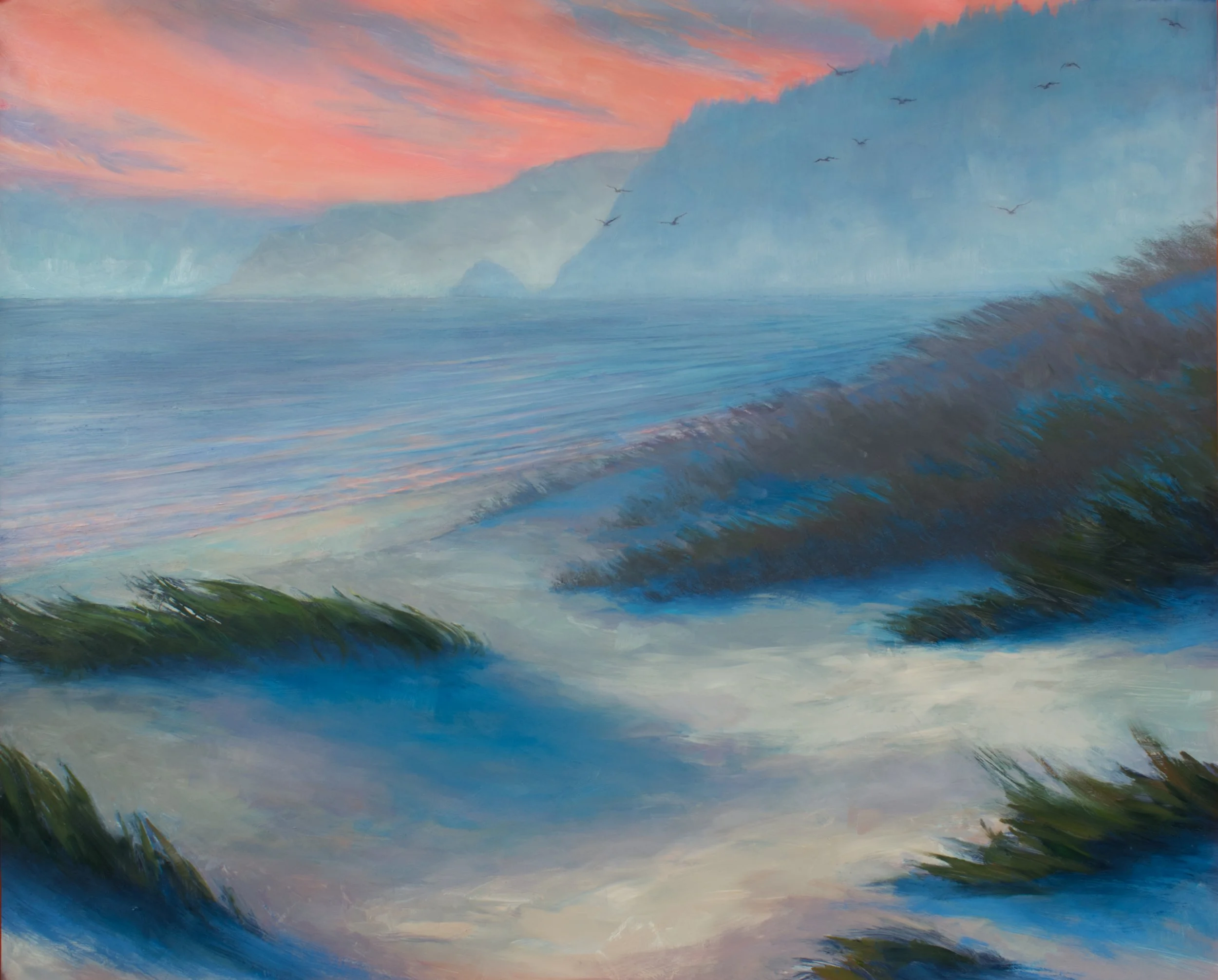   Sand &amp; Sea  – 26” x 32” – Oil on Yupo Paper – Available    