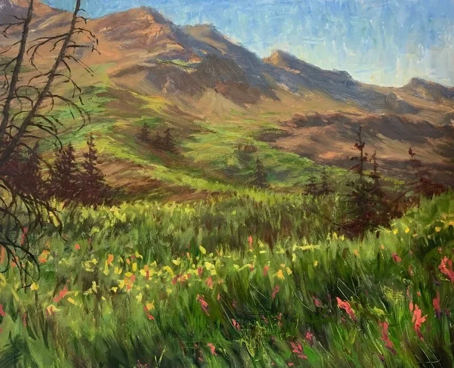   Cathedral Wildflowers  – 12” × 16” – Oil on Panel – Available 