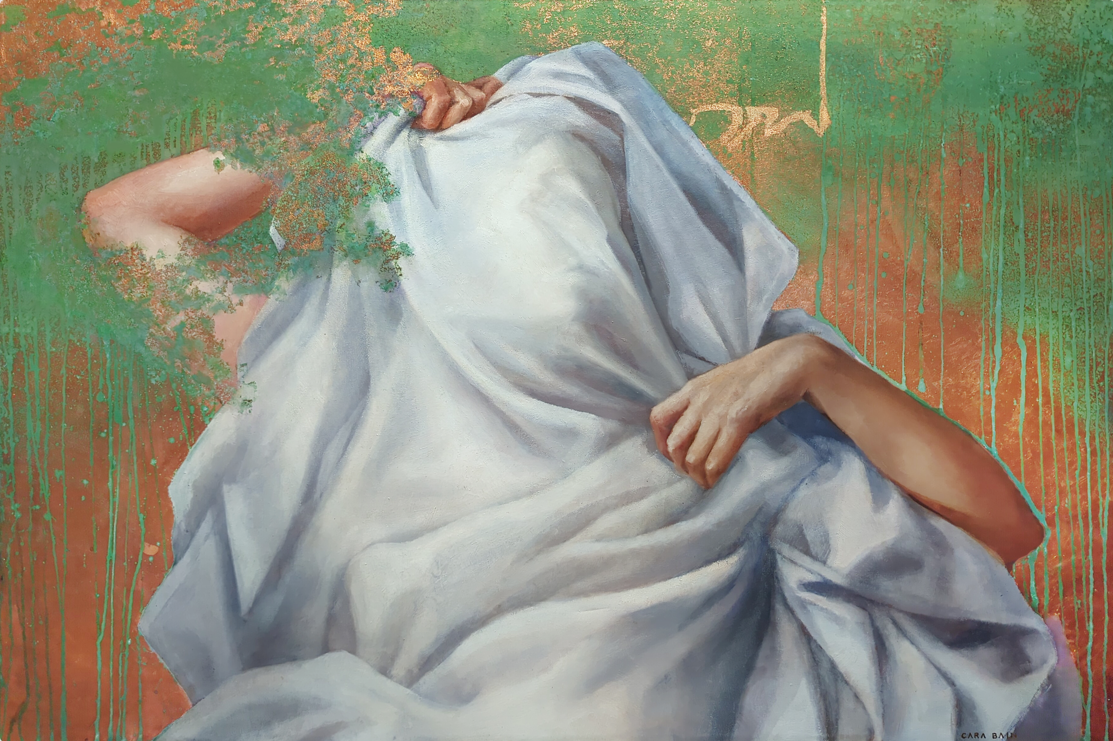   Shroud  – 24" x 36" – Oil &amp; Copper Leaf on Canvas – Available 