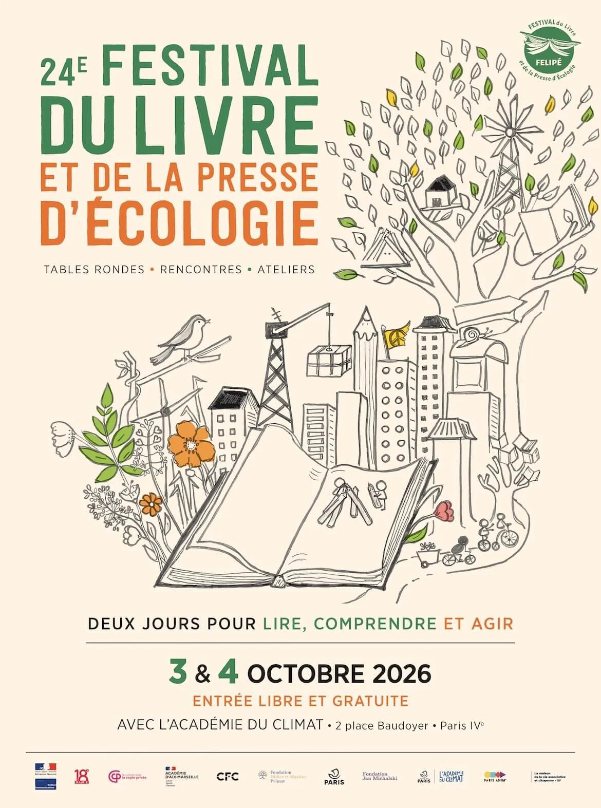 3 &amp; 4 octobre 2026 - salon de la presse et du livre d'écologie-  L'académie du climat, 2 place Baudoyer, Paris 4ème
