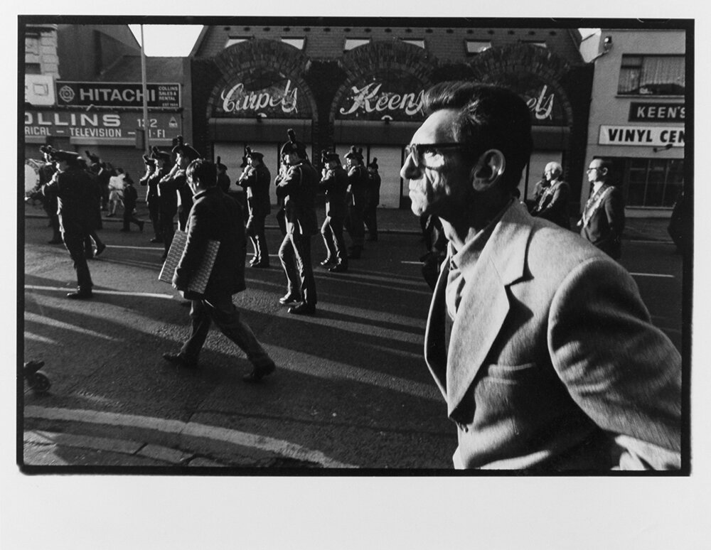  A Loyalist parade marches through the Protestant heartland of East Belfast, Northern Ireland. 1989 