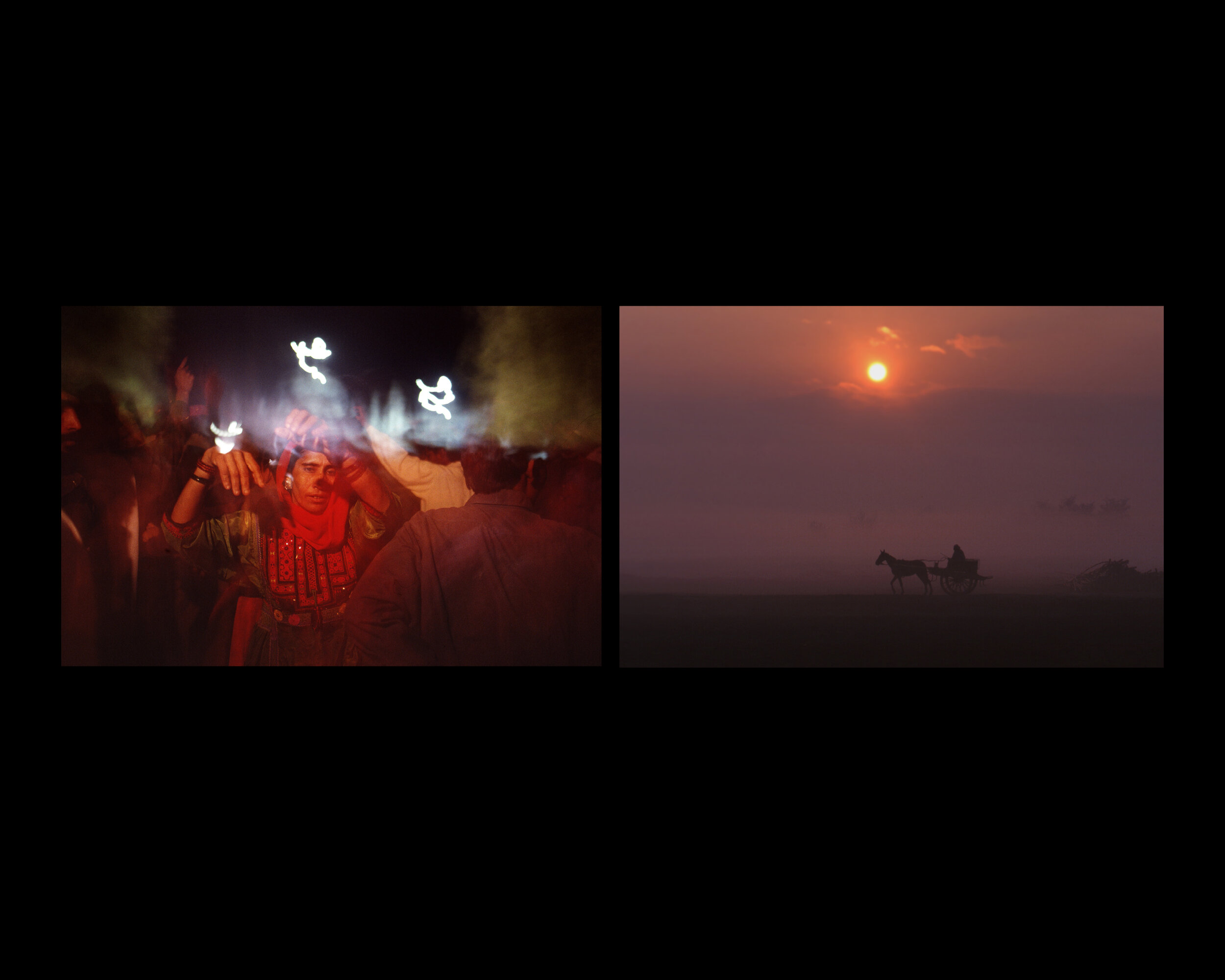  (L) Sufi Muslim Celebration in Bitshah, Pakistan. 1997  (R) Landscape near Lahore in the Punjab province, Pakistan. 1998    