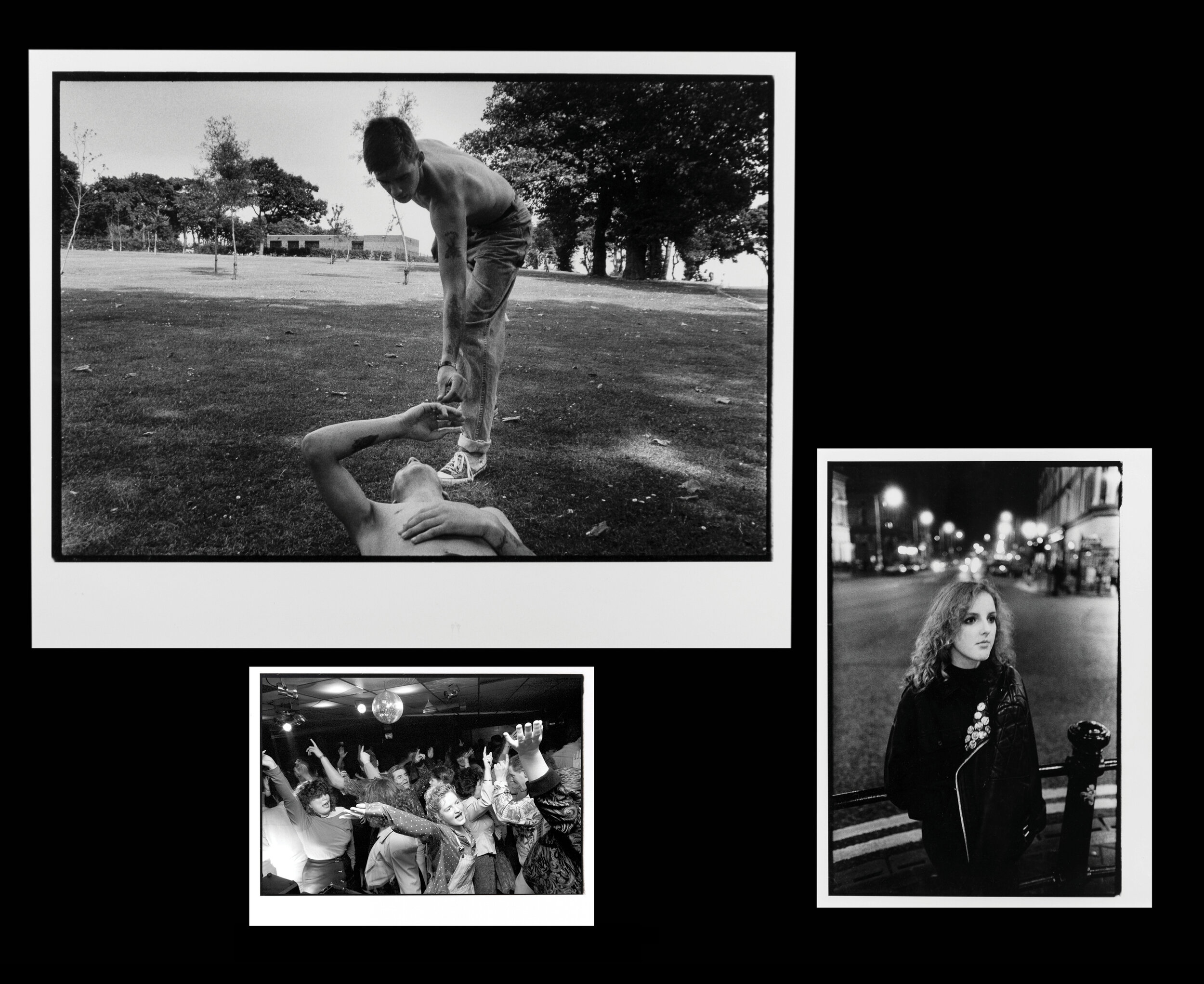  Clockwise from top L: Teenagers from Tiger's Bay share a smoke during a hot summer day in Belfast, Northern Ireland. 1989A Catholic girl hangs out in downtown Belfast, Northern Ireland. 1988Teenagers dance at a Protestant night club in Belfast, Nort