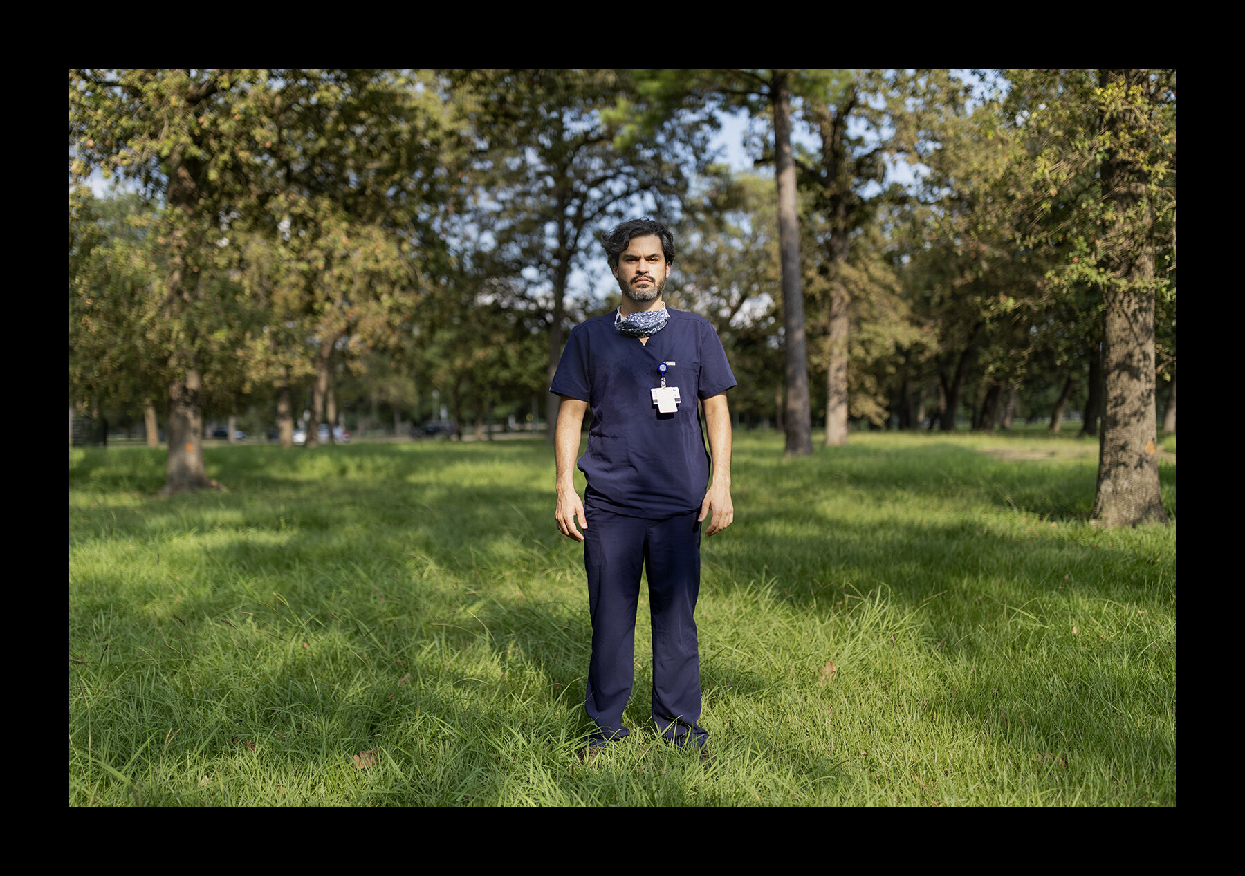  Dr. Ricardo Nuila, 42, outside of Ben Taub Hospital in Houston, Texas. Dr. Nuila and his entire family all tested positive for Covid-19 and have since fully recovered. Dr. Nuila described two battles: the coronavirus crisis, and President Trump's de