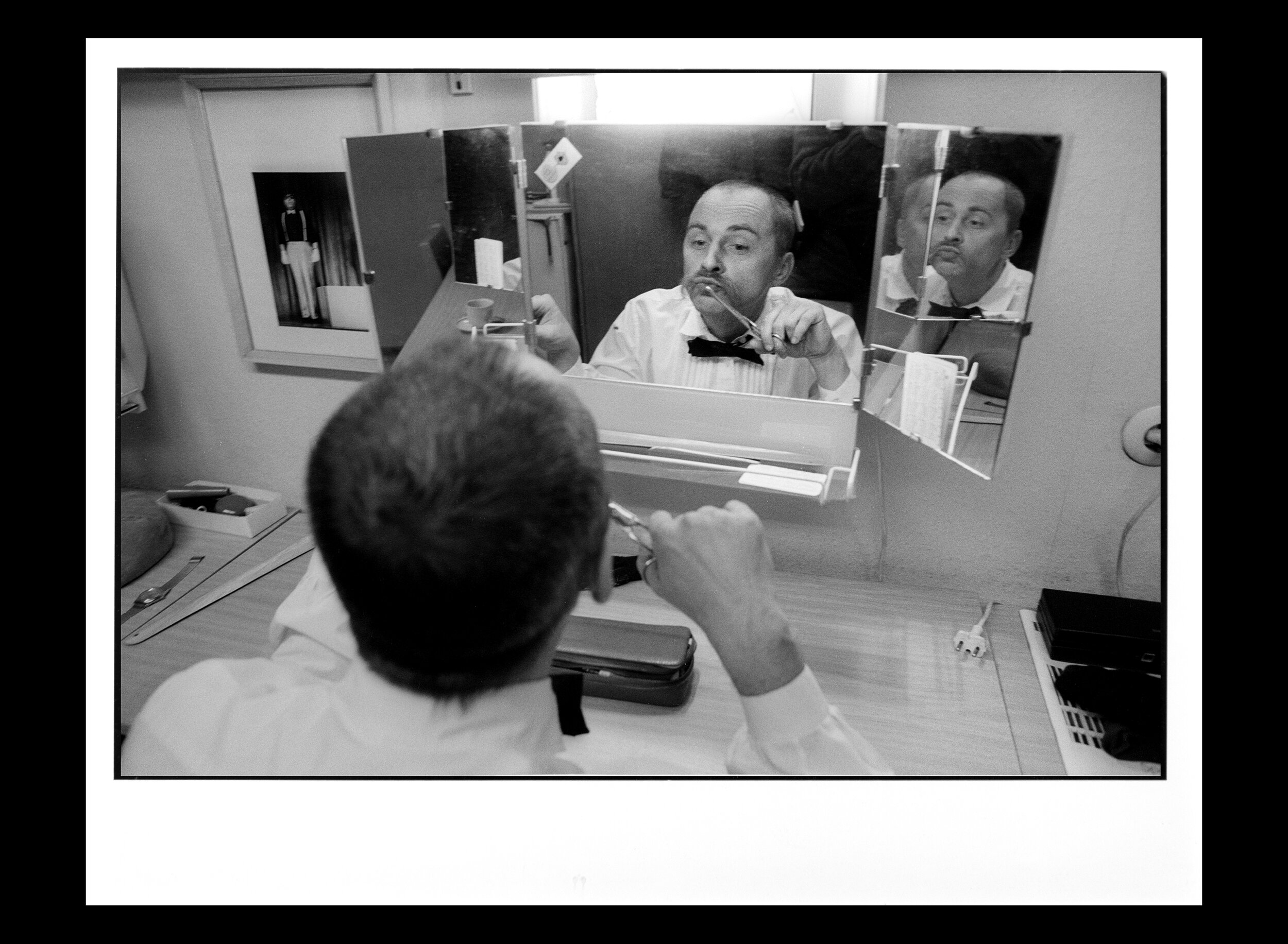  A performer gets ready at the Distel Cabaret in East Berlin. 