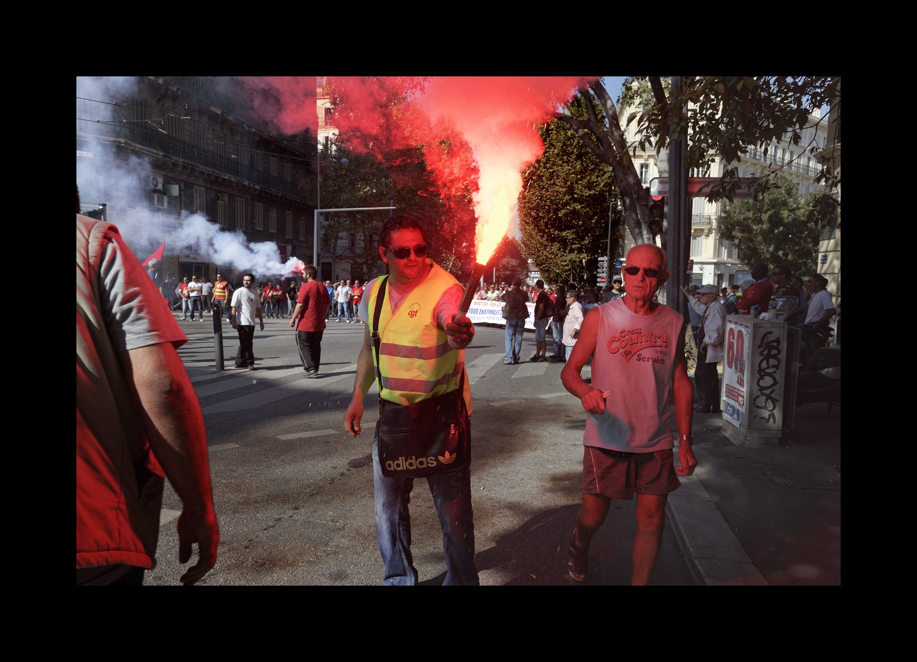   Marseille, France, 2010   Workers strike to protest the raise in retirement age.   