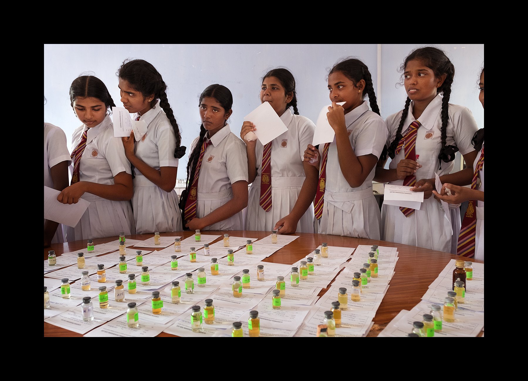  Students are tested for CKDnT at their rural secondary school in Rajanganaya, Sri Lanka on June 28, 2016. With the support of the government, a local CKDnT organization performs a mass blood screening of 342 students. This area in the North Central 