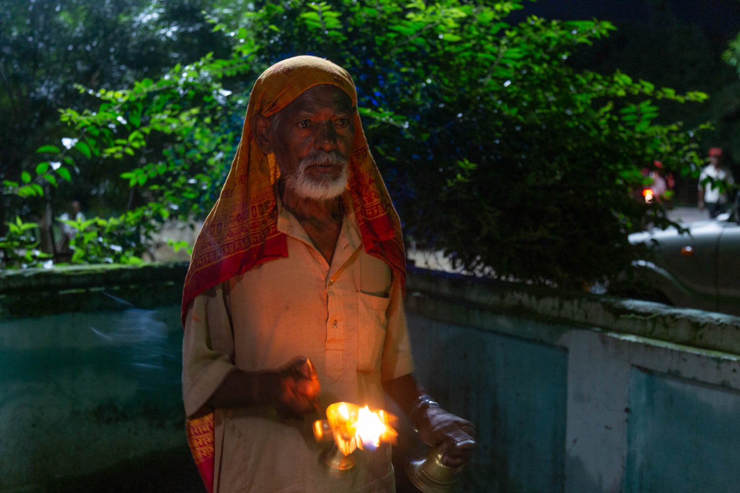  The nightly Hindu ceremony in the village of Nagrain 9, in Ghodhas District outside of Janakpur, Nepal on July 1, 2022. 