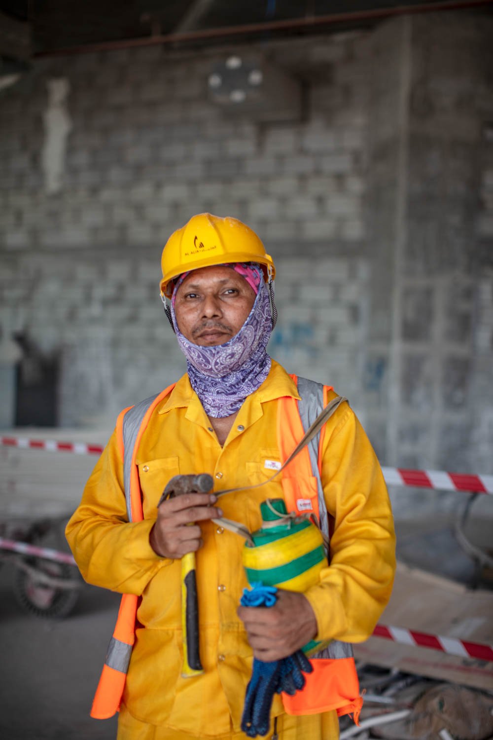 Portrait of a worker at a construction site in Lusail City, Qatar on August 18, 2022. 