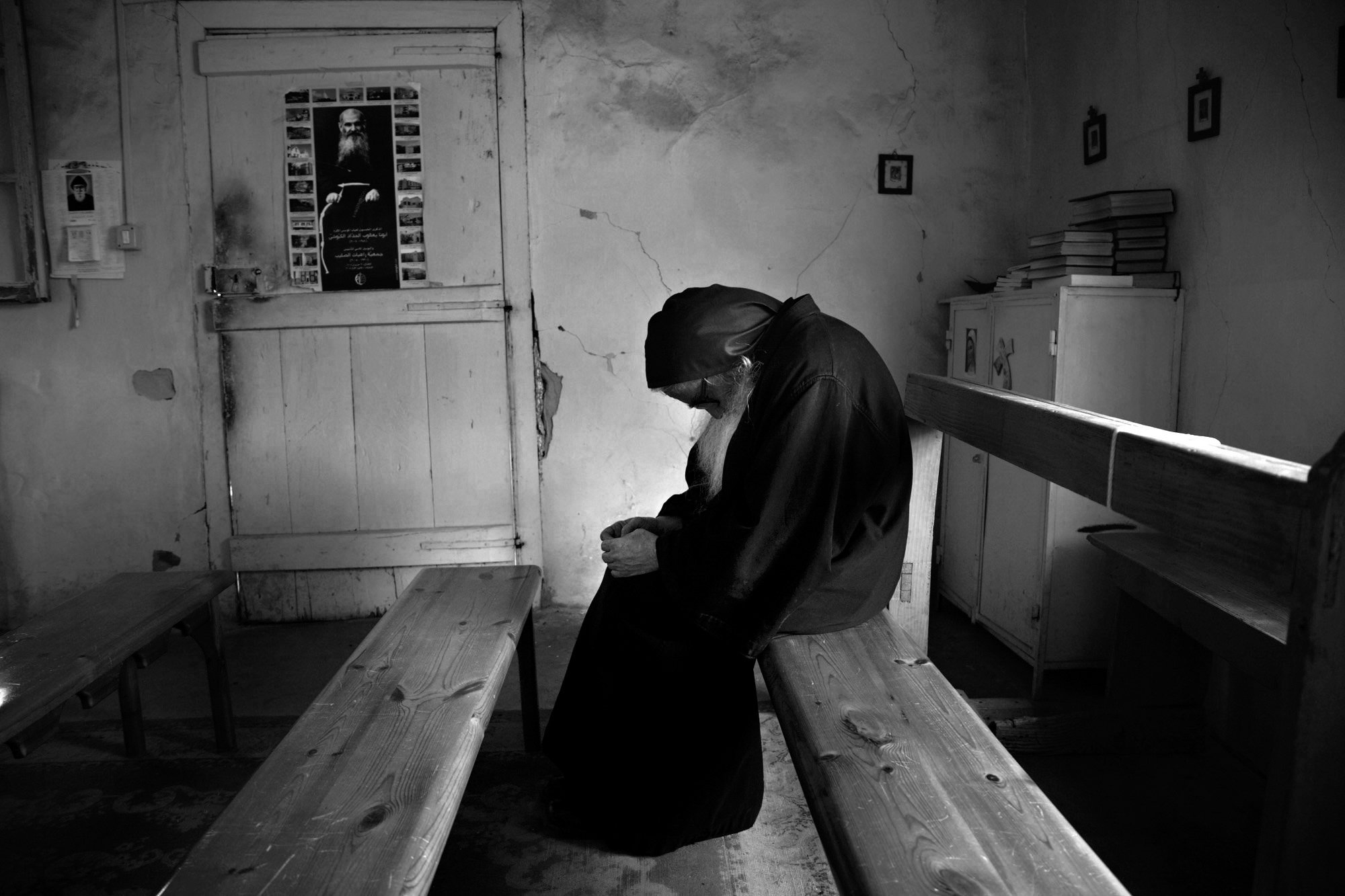  Father Johanna Kwawand meditates in his church in Beiruit, Lebanon on April 15, 2008.  Kwawand is a Maronite hermit who has lived for 10 years in this small church and sanctuary in the hills above the Maronite Christian stronghold. 