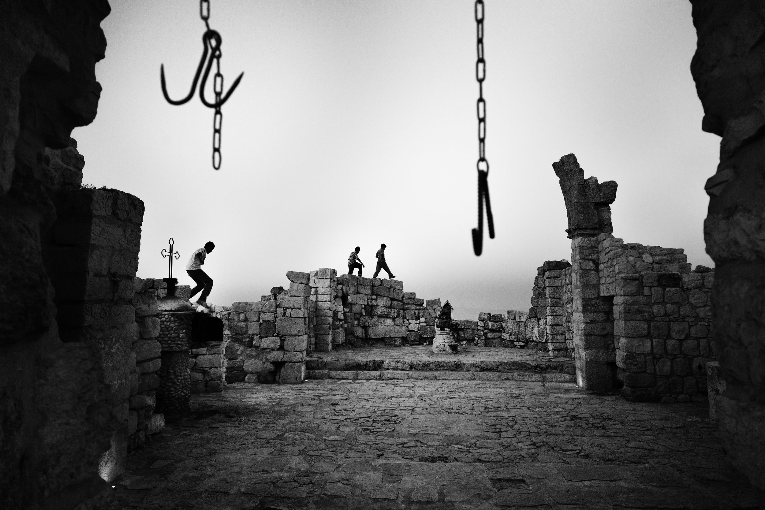  Taybeh is the only town in the West Bank that is still completely Christian. Dusk scenes around the ancient Byzantine church ruins on the edge of town. 