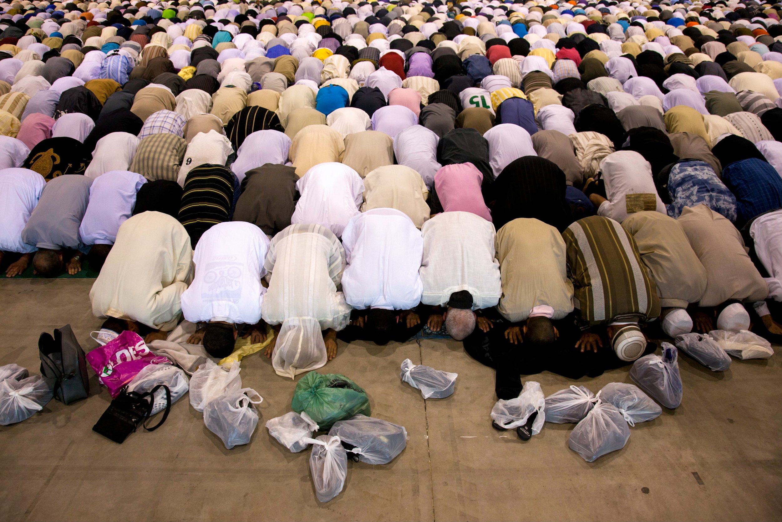  Muslims celebrate Eid al Fitr, the first day after Ramadan, at the Park Chanot complex in Marseille, France on Sept.10, 2010. 
