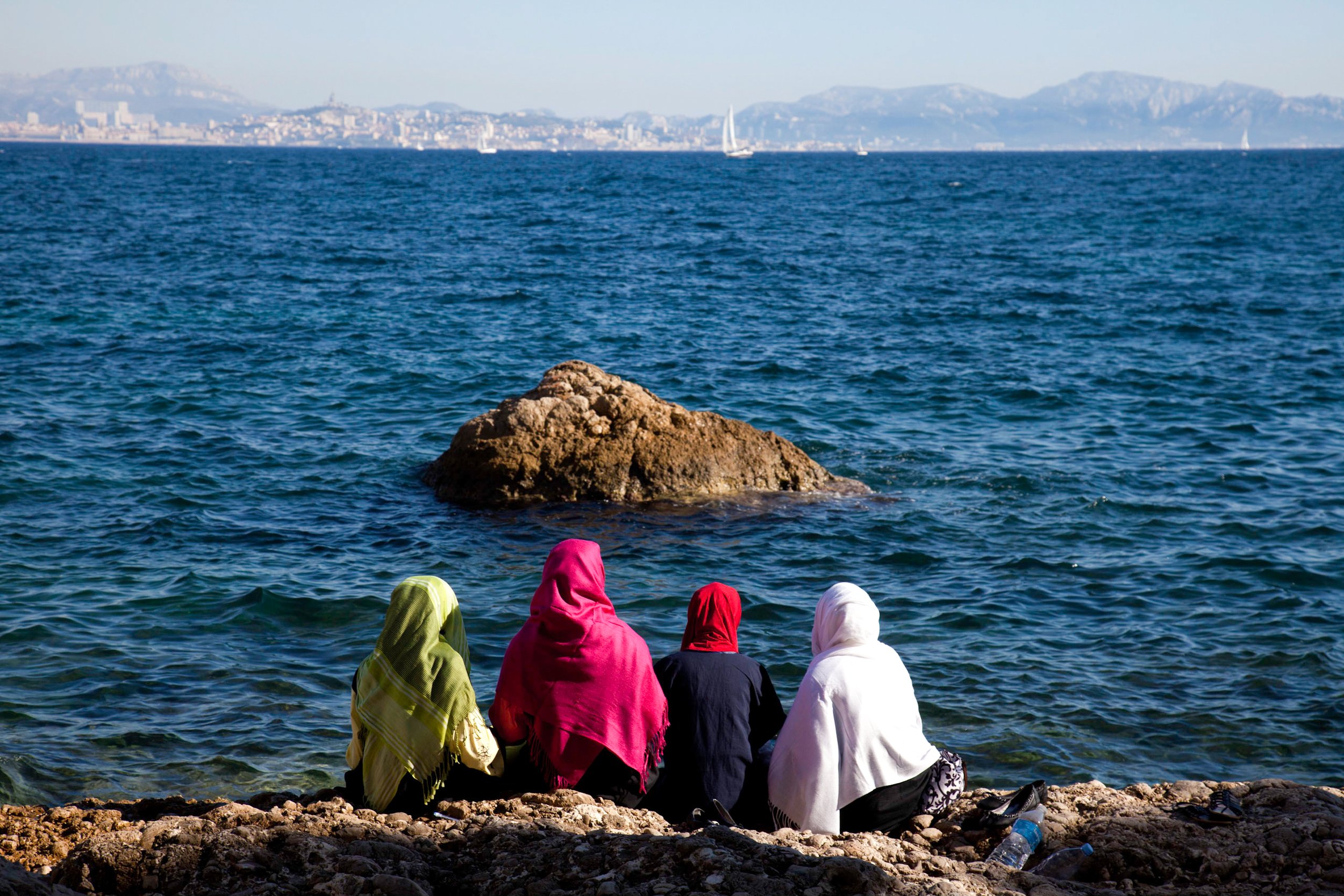  Locals enjoy the scenic Corbieres Beach in Lestaque, Marseille, France on Sept. 12, 2010. 