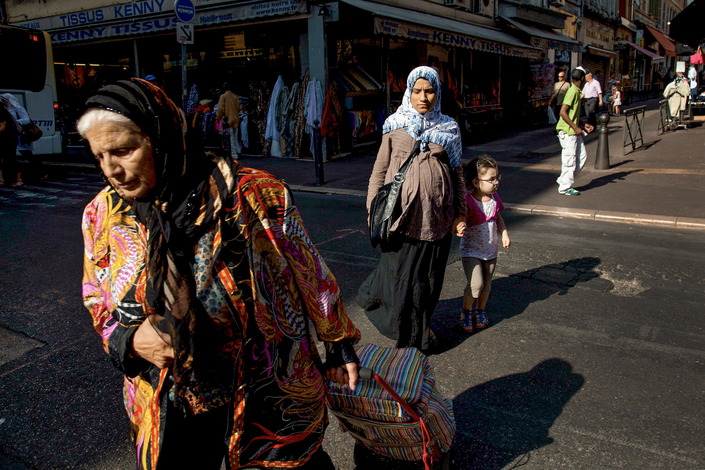  Shoppers in the city center around around the Vieux Port in Marseille, France on May 9, 2011. 