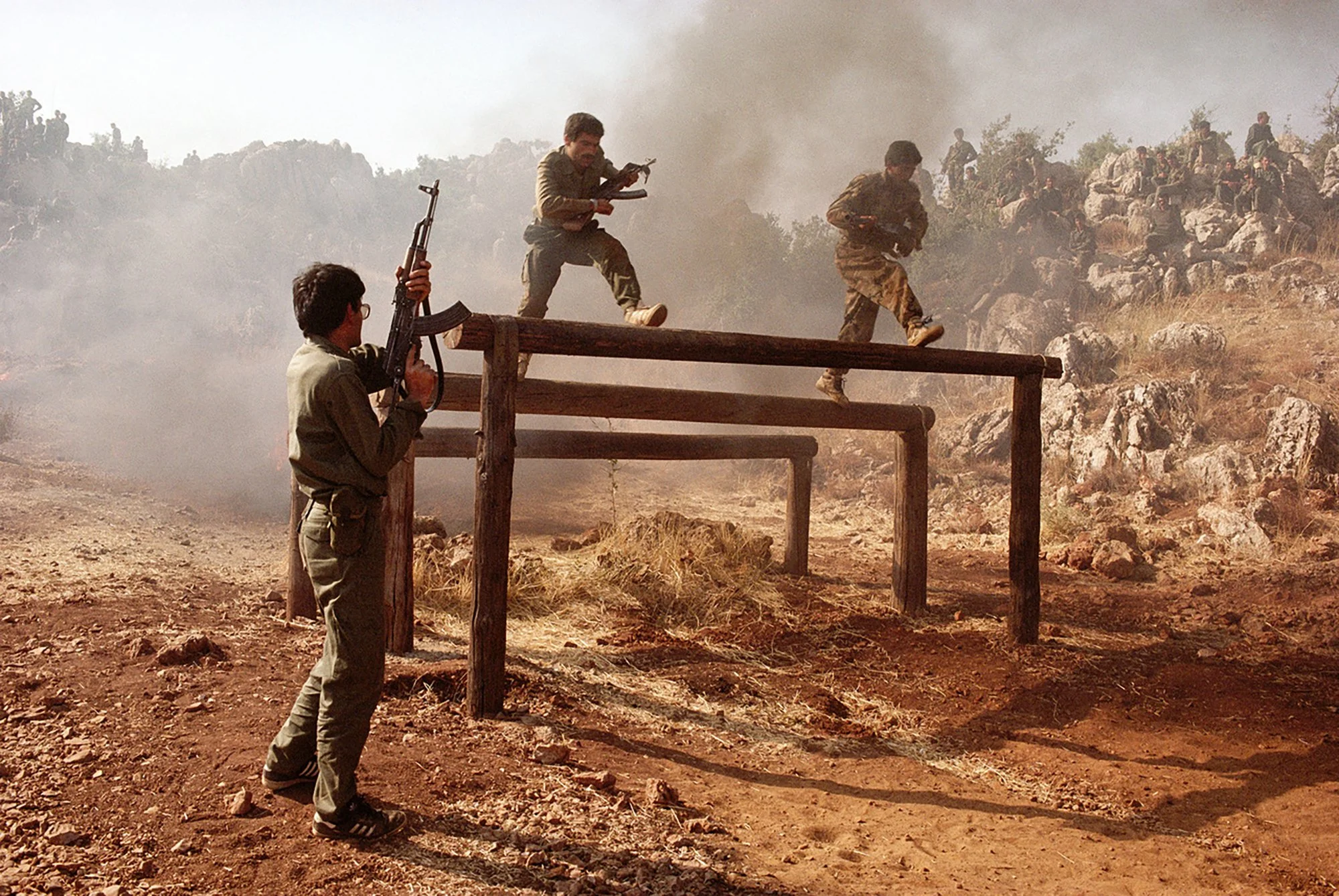 Kurdistan Workers Party, PKK, guerillas train in the Bekaa Valley of Lebanon on May 16, 1991.