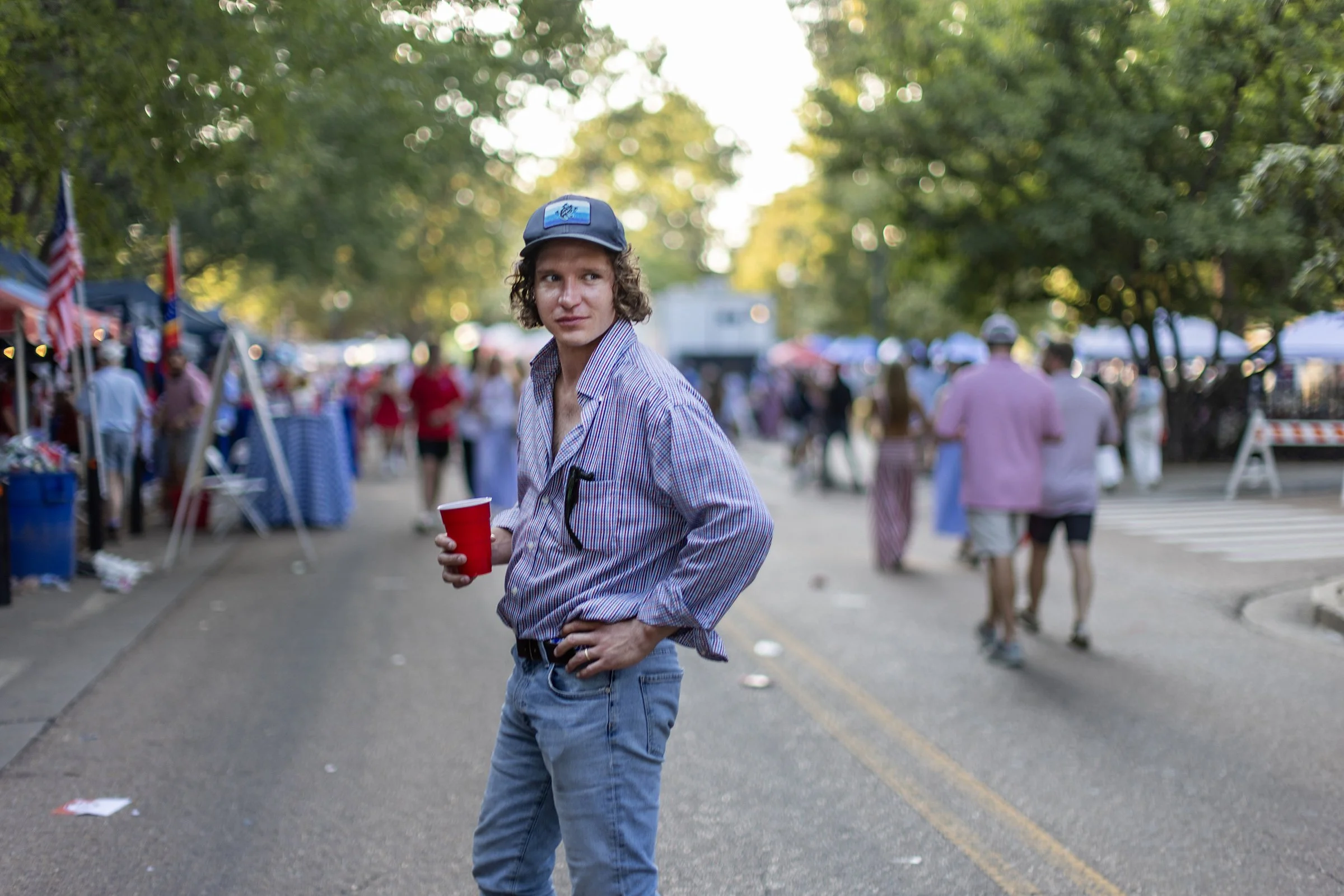  Watson Turnipseed parties with friends before an Ole Miss football game in Oxford, Mississippi on September 13, 2025. 