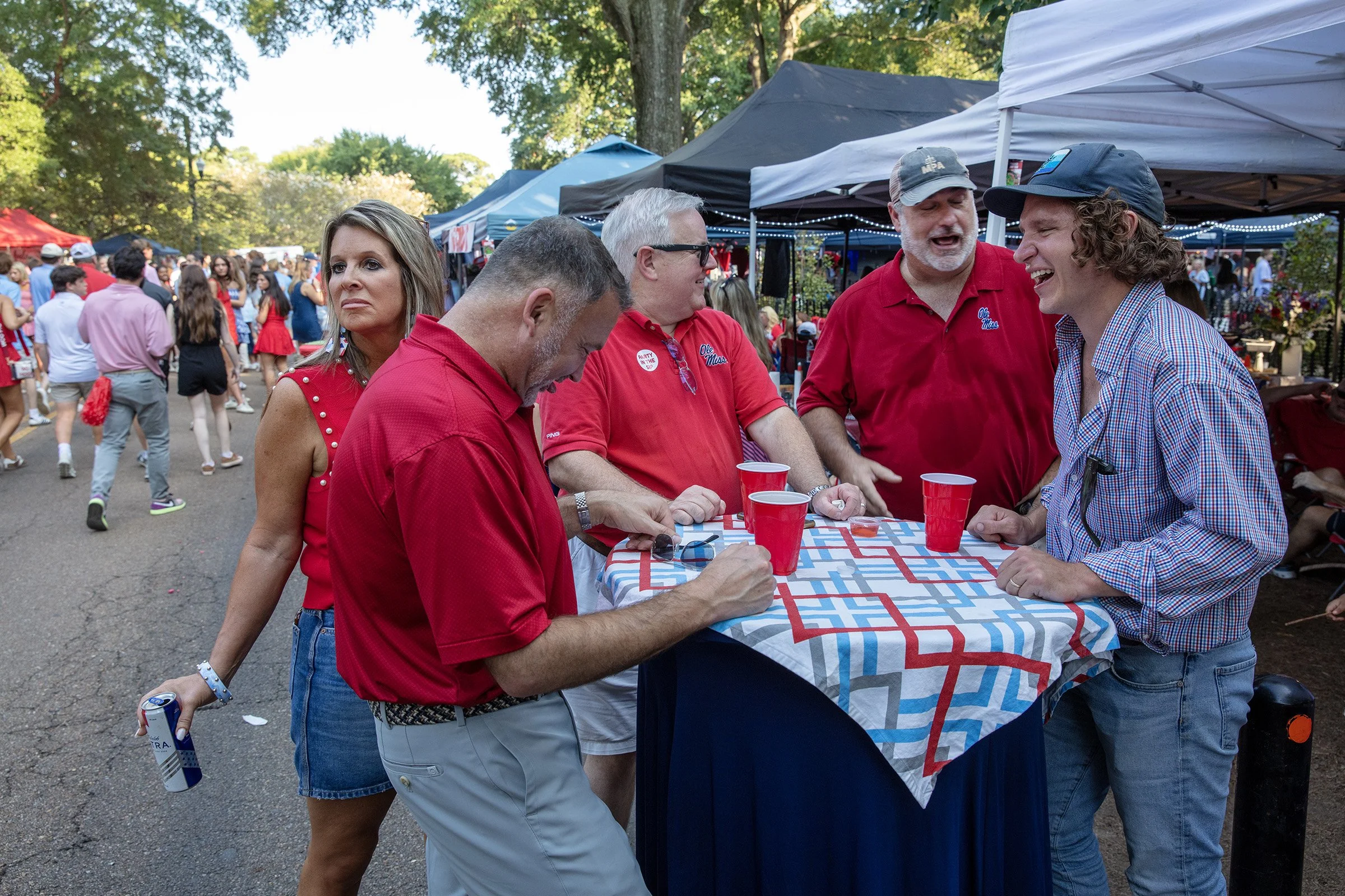  Watson Turnipseed parties with friends before an Ol' Miss football game in Oxford, Mississippi on September 13, 2025. 