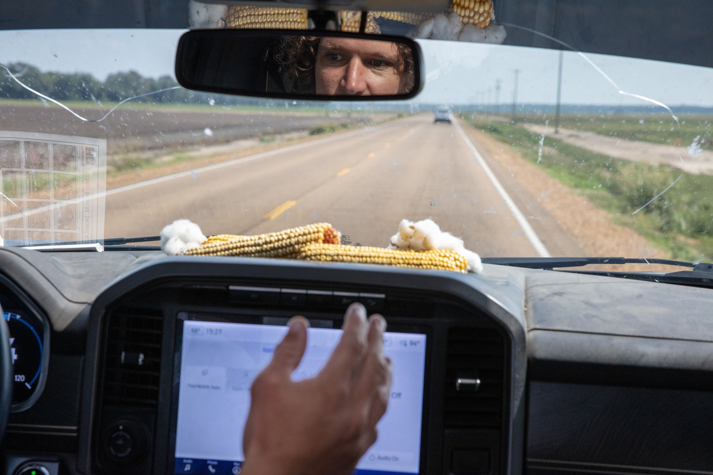  Watson Turnipseed, a young lawyer and farmer, driving near Sumner, Mississippi on September 4, 2025. 