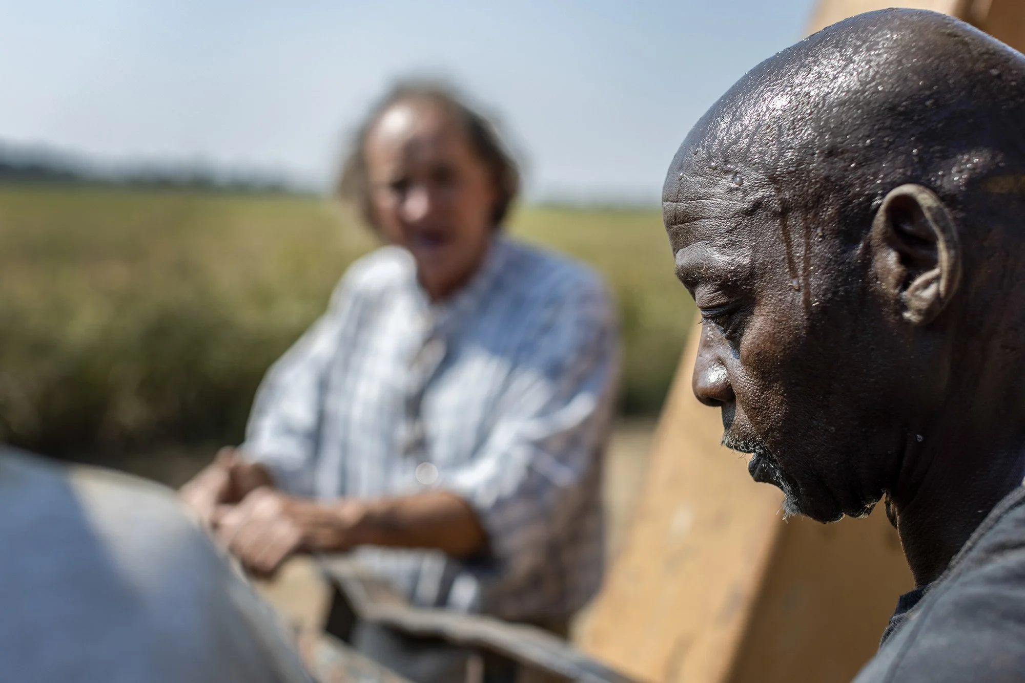  Mike Wagner, a rice farmer, works with his crew on combine repairs at Two Brooks Farm in Minter City, MIssissippi on September 18, 2025. 
