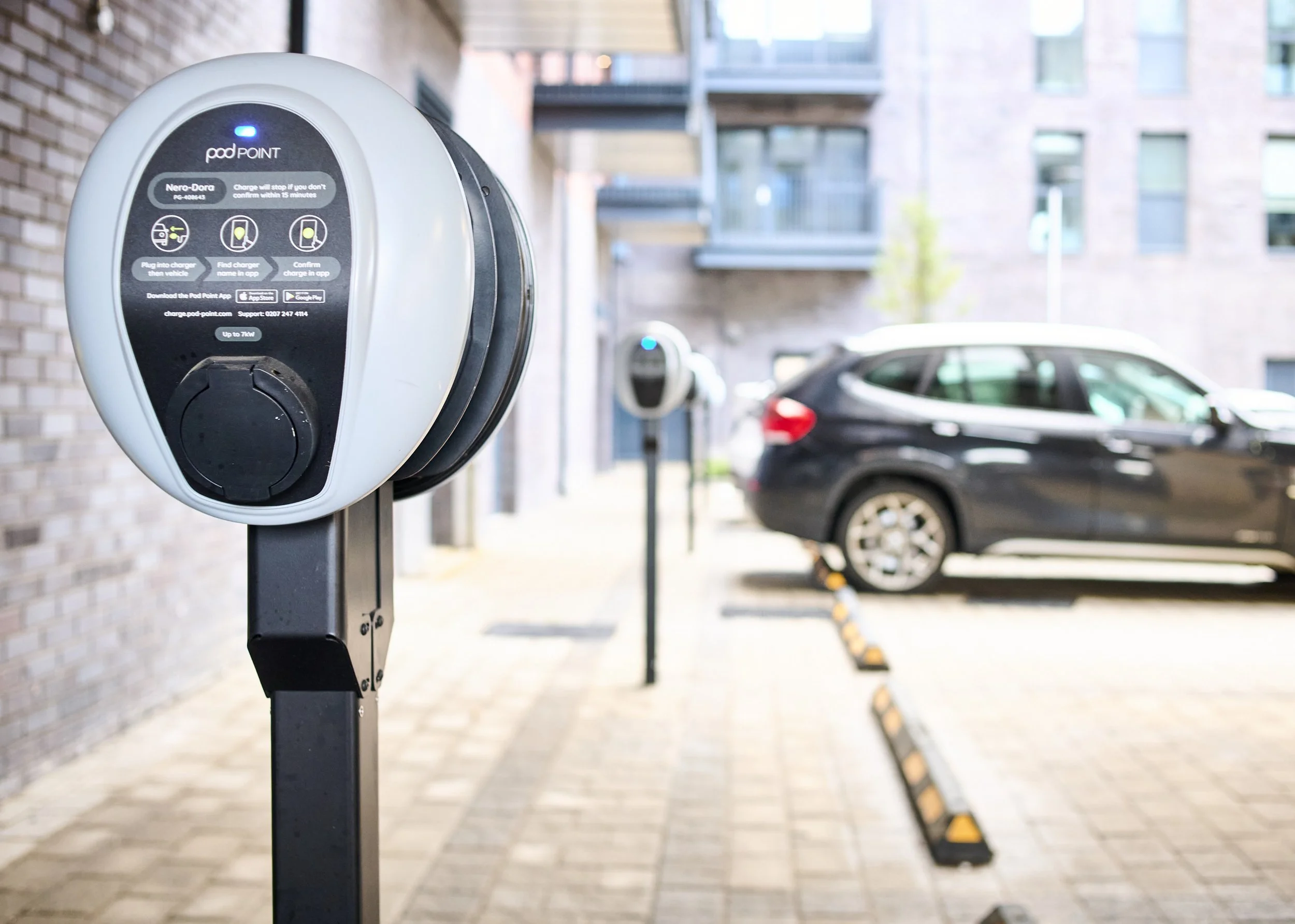 Electric vehicle charging point installed at a residential development