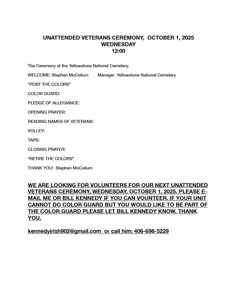 Unattended Veterans Ceremony