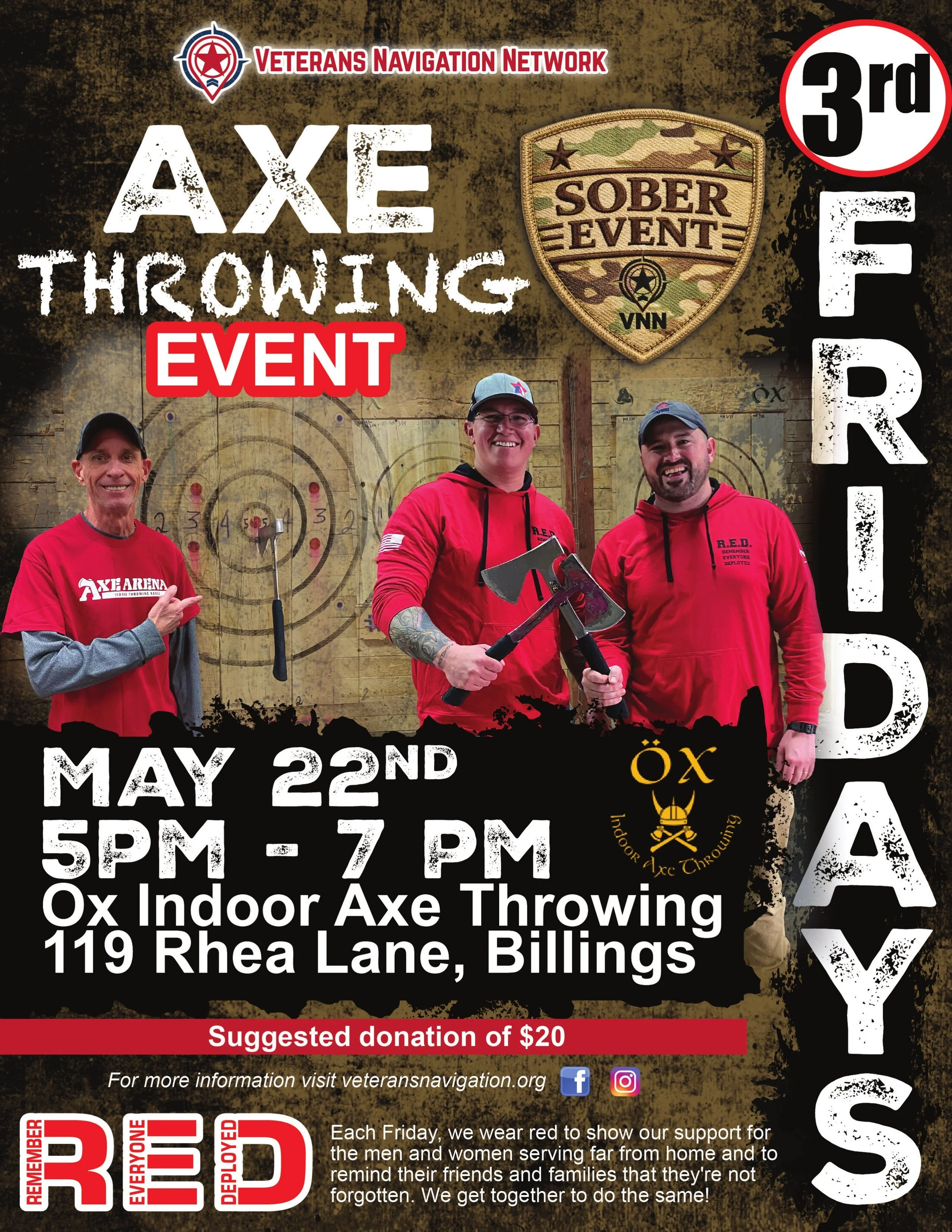 BILLINGS, MT - RED Friday - Ox Axe Throwing - SOBER Event