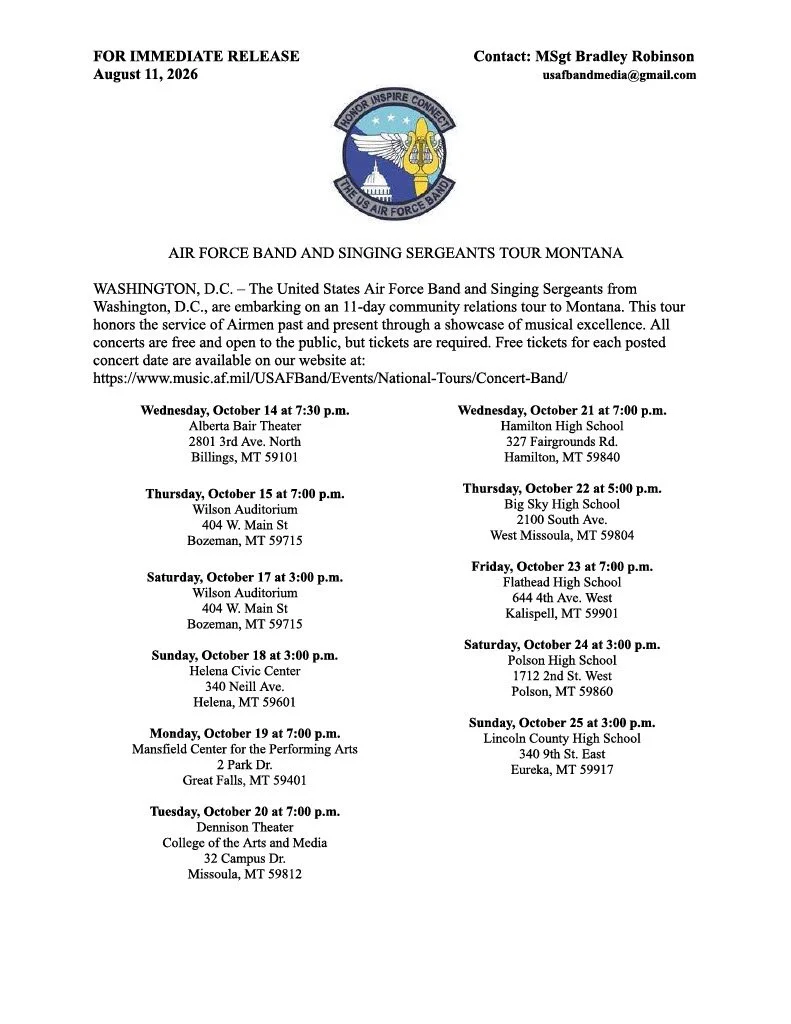 USAF Band and Singing Sergeants Tour Montana