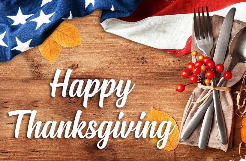 Happy Thanksgiving! We are thankful we have the opportunity to serve a wonderful community. We hope everyone stays safe and enjoys their day.