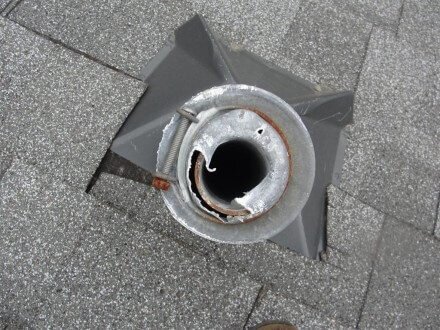 Chewed Up Plumbing Vent Flashing