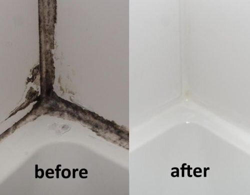 Moldy shower caulk... fixed!