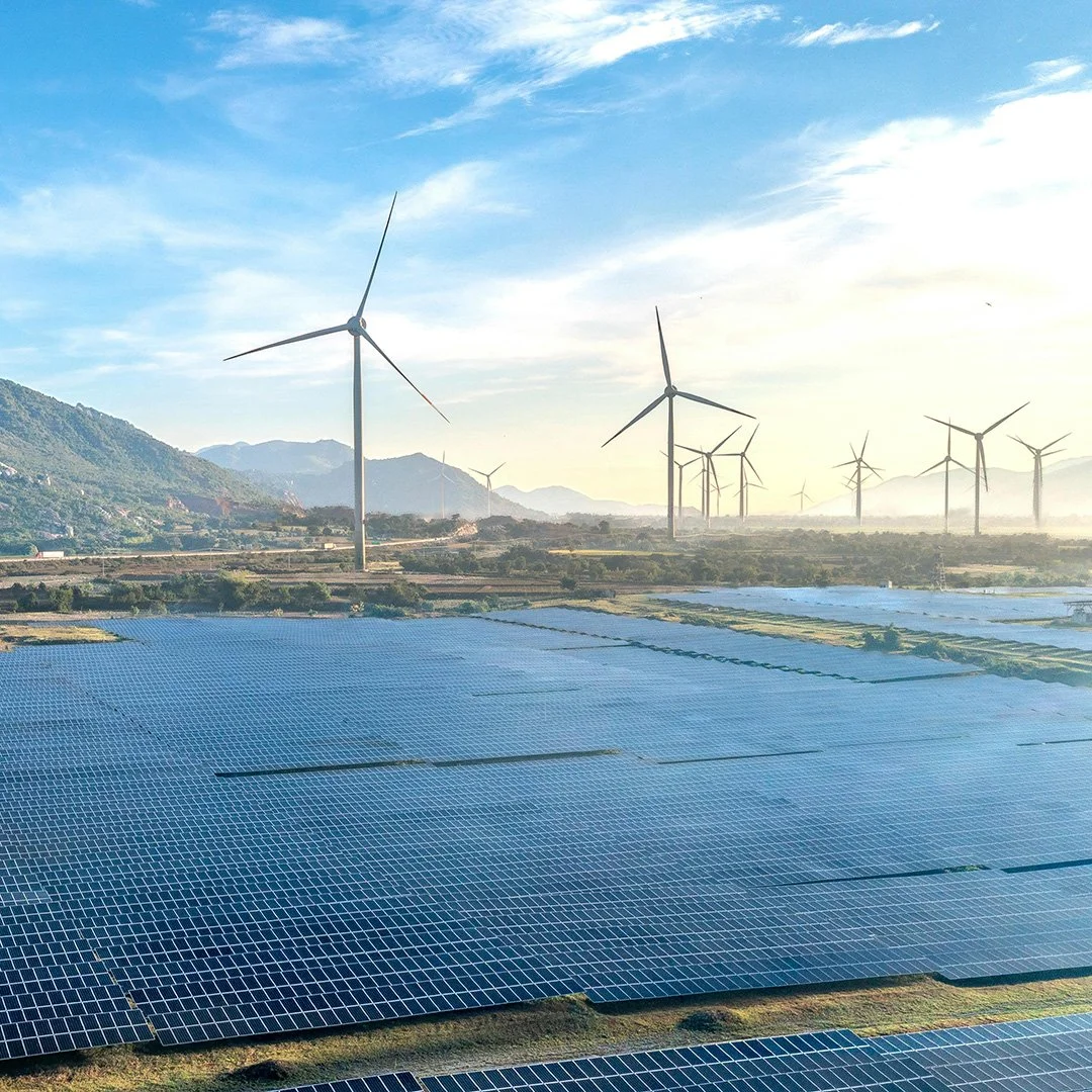Wind and solar energy farm.