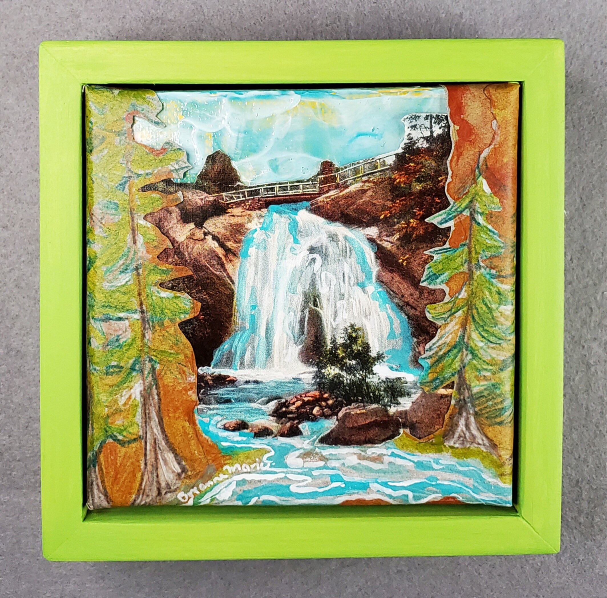 Vintage Postcard Collage- Waterfall