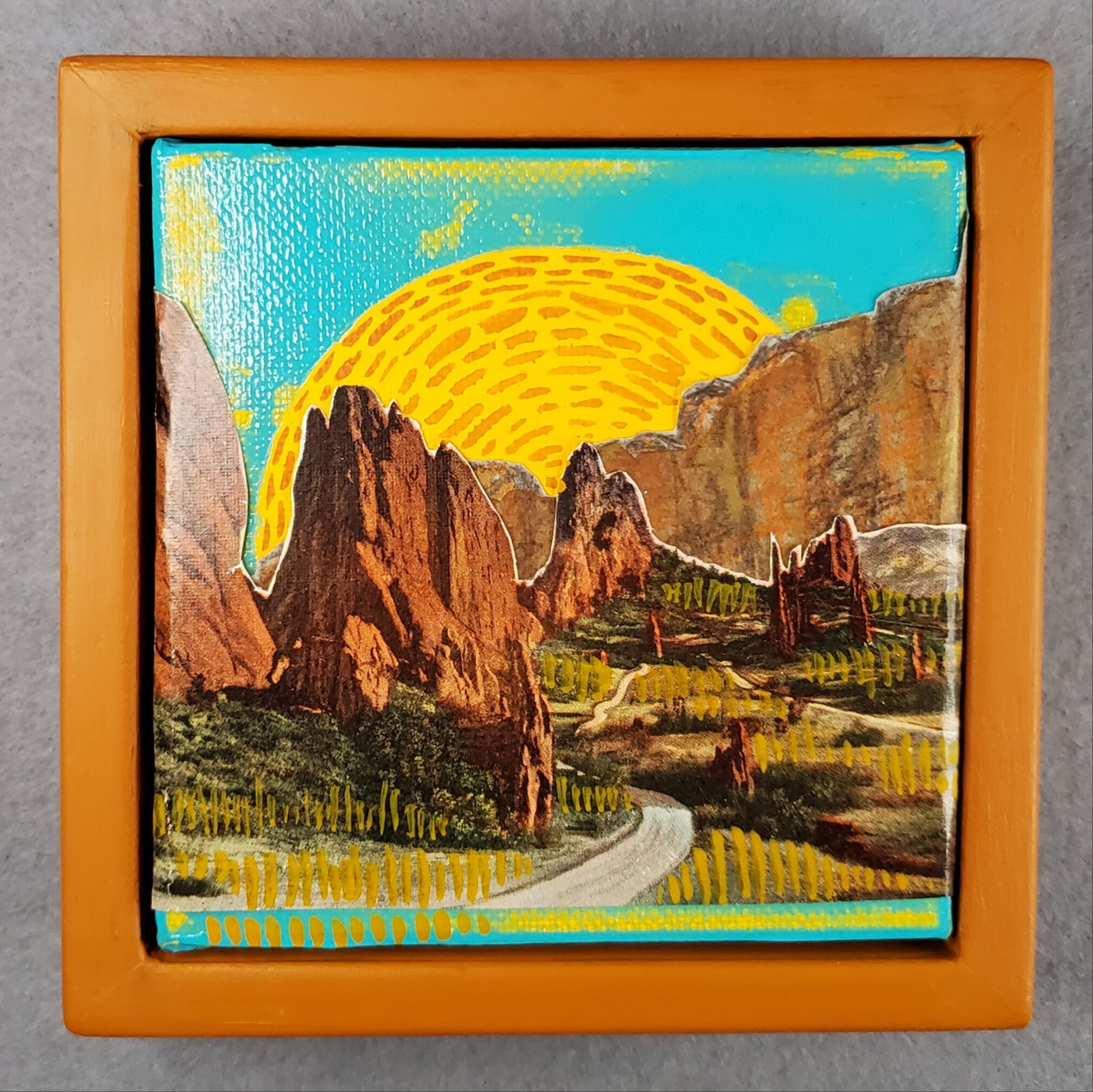 Vintage Postcard Collage- Road Less Taken