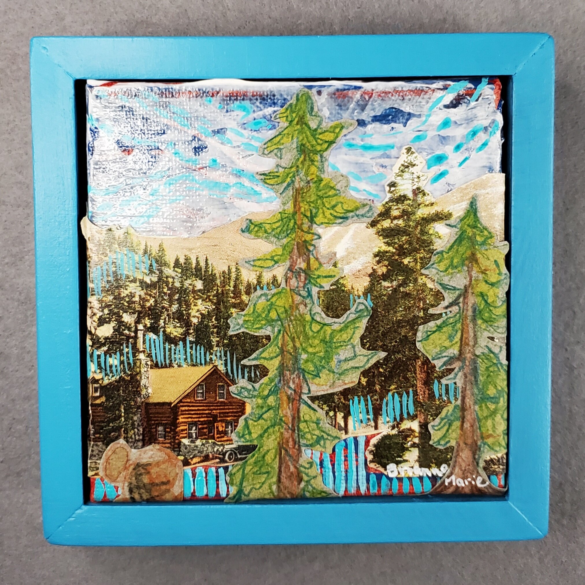 Vintage Postcard Collage- Cabin Retreat 