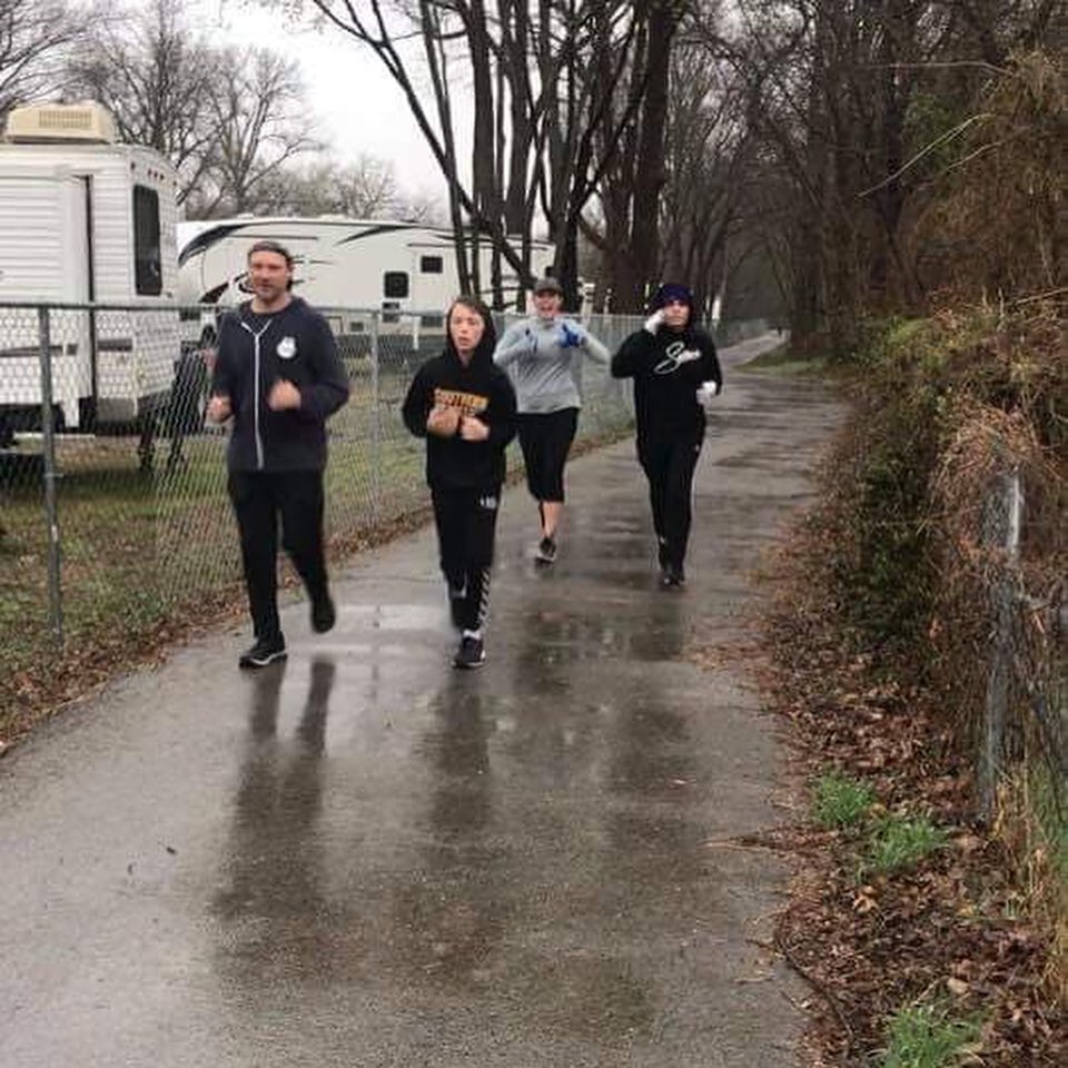 RTS in action. Six cold, wet miles this morning! #running #mentor #supportouryouth