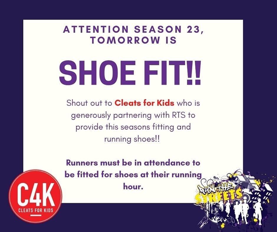 Thank you @okcleatsforkids for supporting RTS! Season 23, tomorrow is a day you certainly don&rsquo;t want to miss! #rts #shoefit #gearup