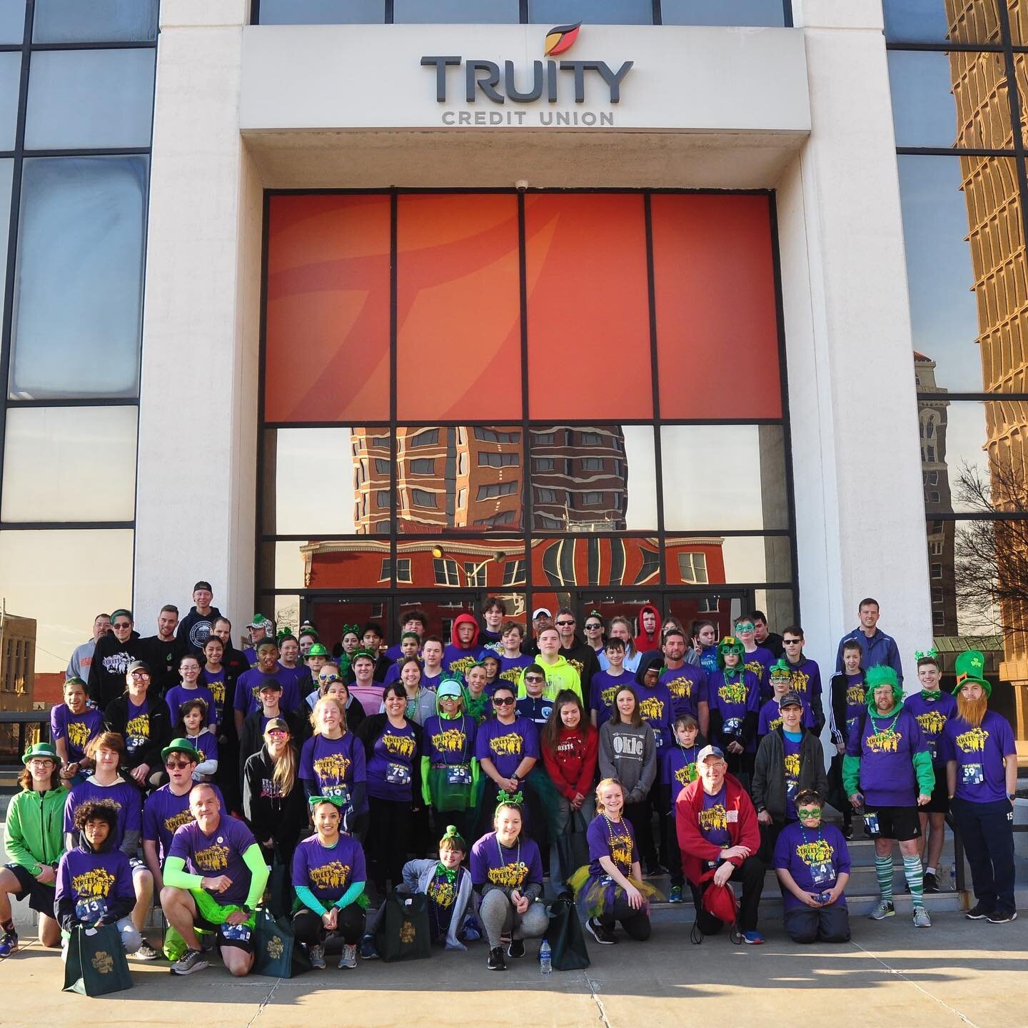 What a great day for a 5k! On our way to the starting line we were able to get a photo in front of @truitycu ... we are forever grateful for your partnership this year. Thank you! #thankyou #rts #rtsishome #mentor #supportouryouth