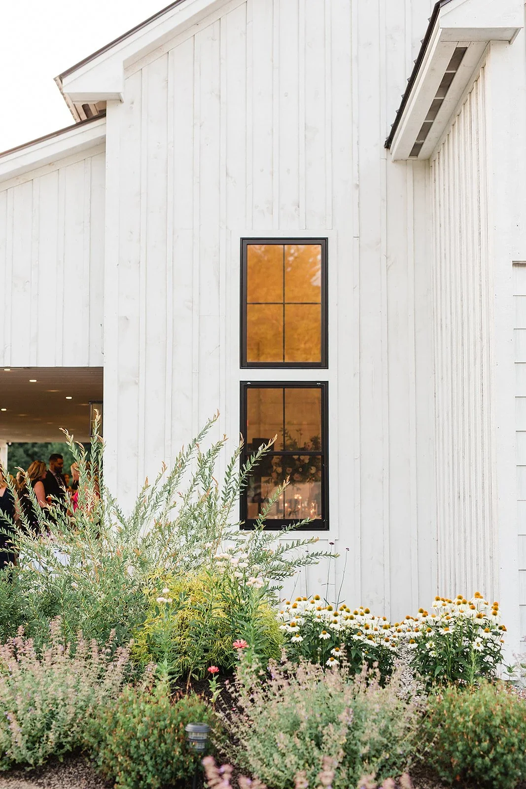 modern white wedding venue outdoor view